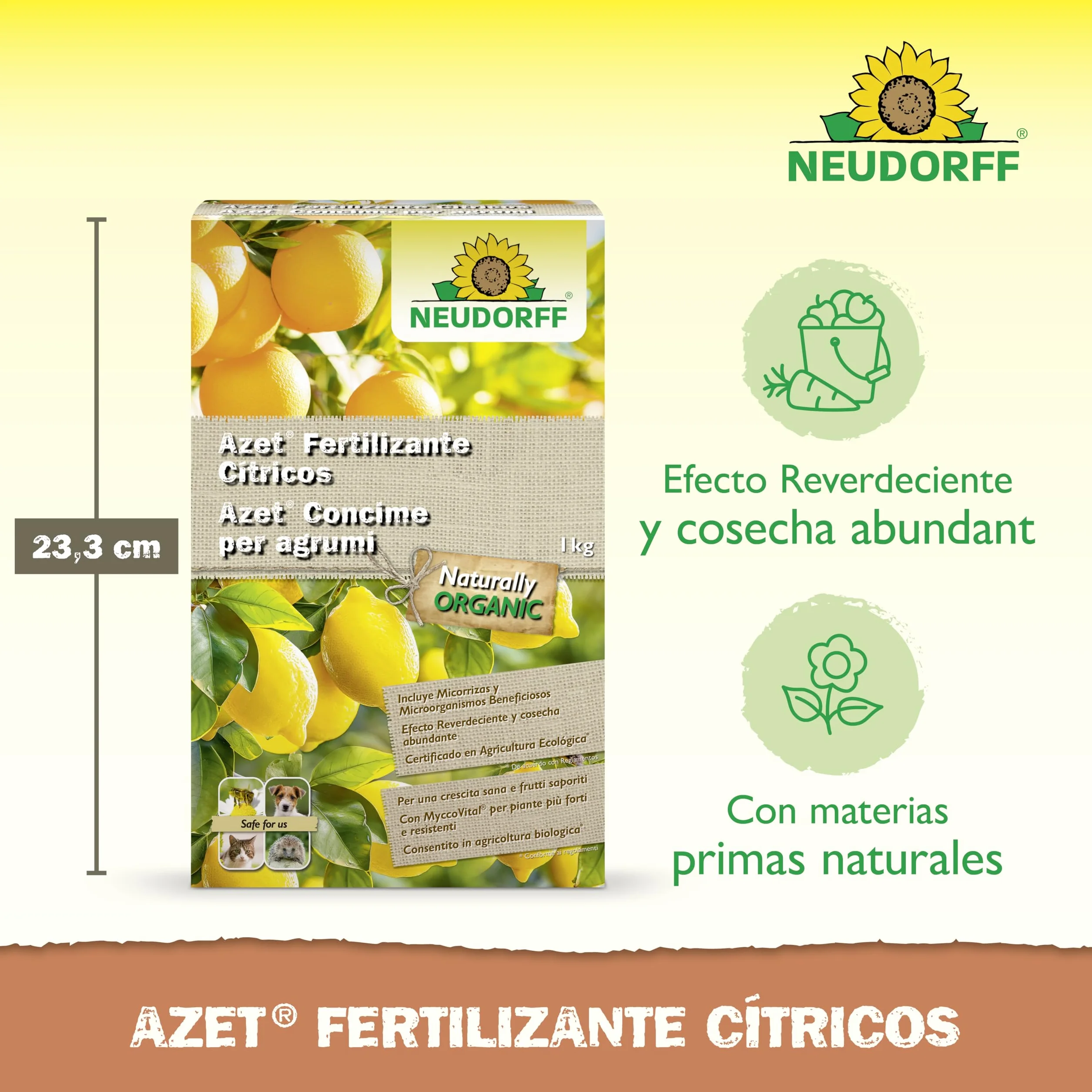 Neudorff Azet Fertilizante Cítricos 1 kg – Fertilizante orgánico de liberación lenta con micorrizas