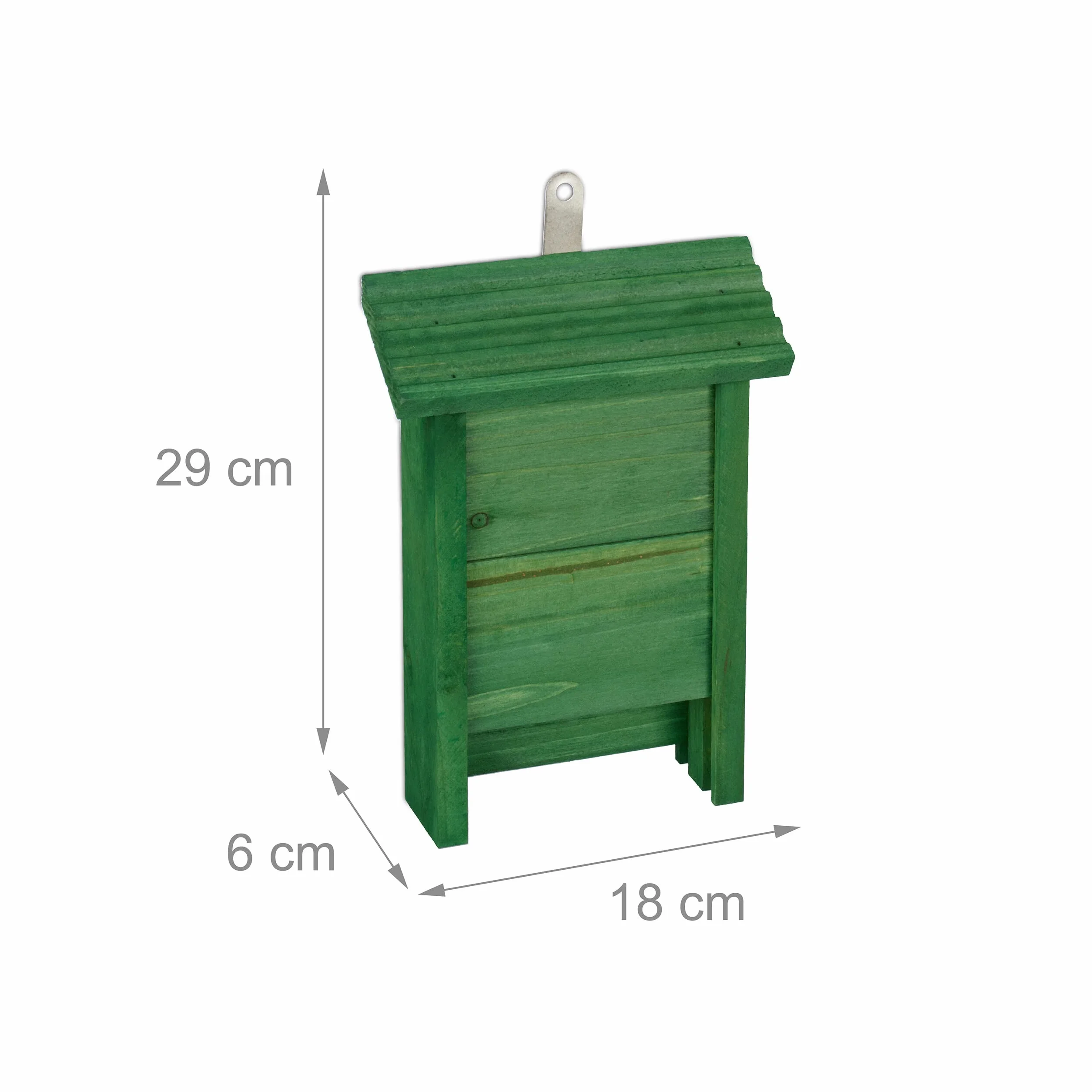 Relaxdays Casa para Murciélagos, Refugio de Madera, 29 x 18 x 6 cm, para Jardín y Exteriores, Entrada Estrecha, Verde