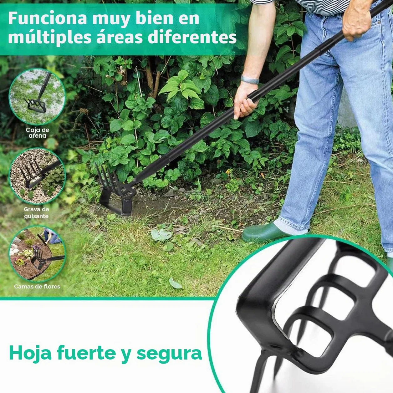 Herramientas de zapas de jardín con mango largo y anillo ajustable para deshierbar