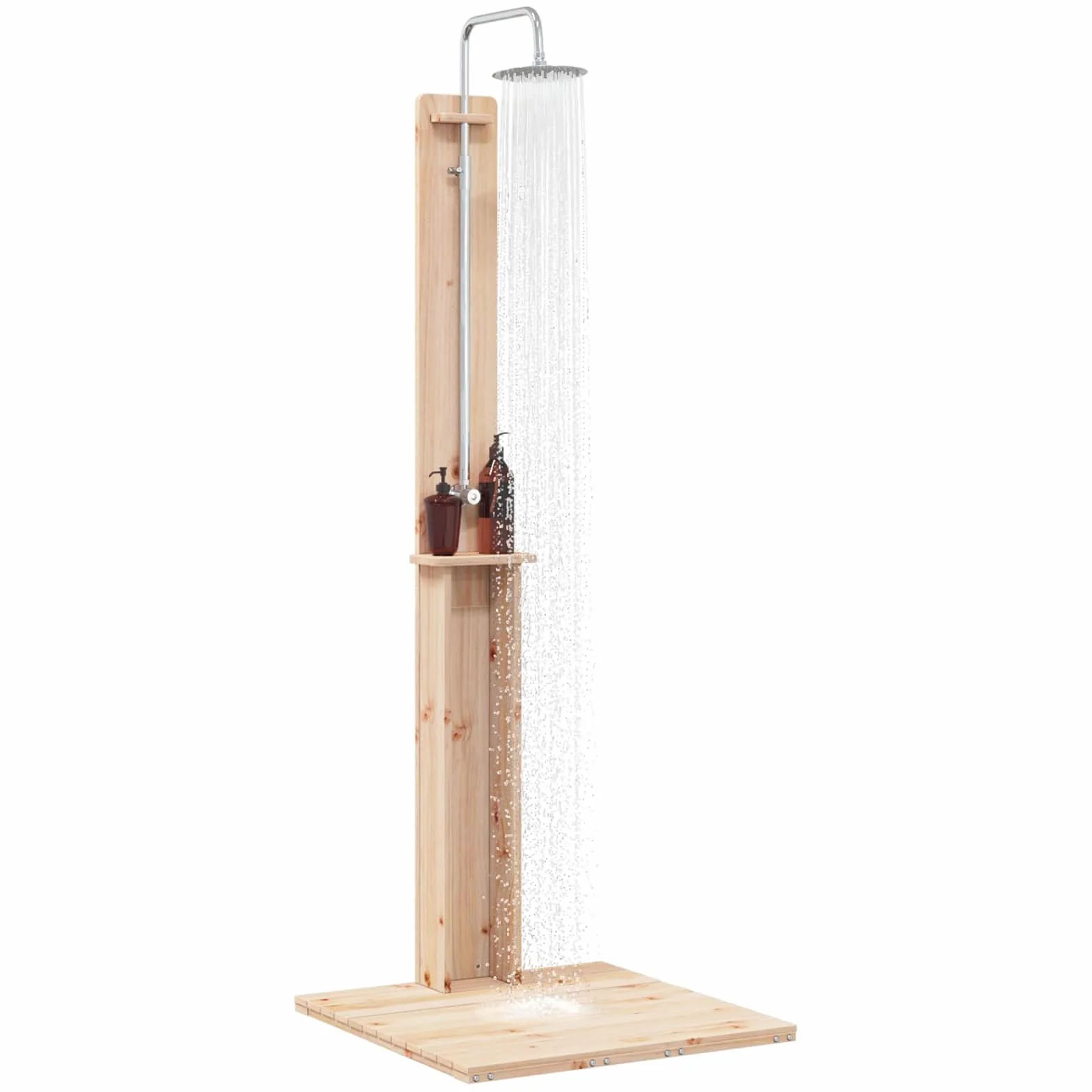 vidaXL Ducha Exterior Natural Pino Macizo 75x76x217 cm Independiente Moderna para Jardín Terraza Resistente al Clima