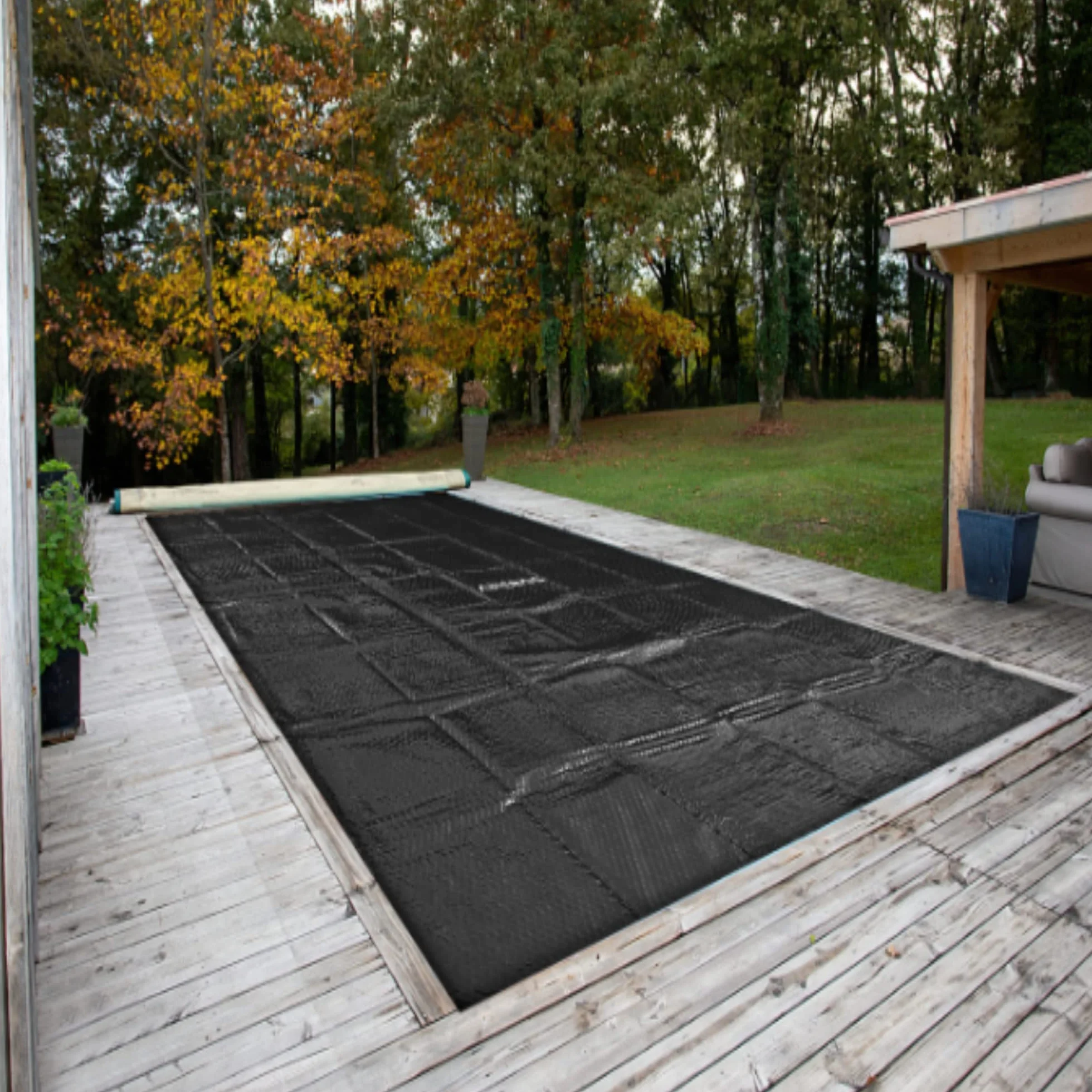 Arebos Cubierta Solar Piscina 5,49 x 2,74 m Negro 120 µm Protector Térmico Ahorro Energía