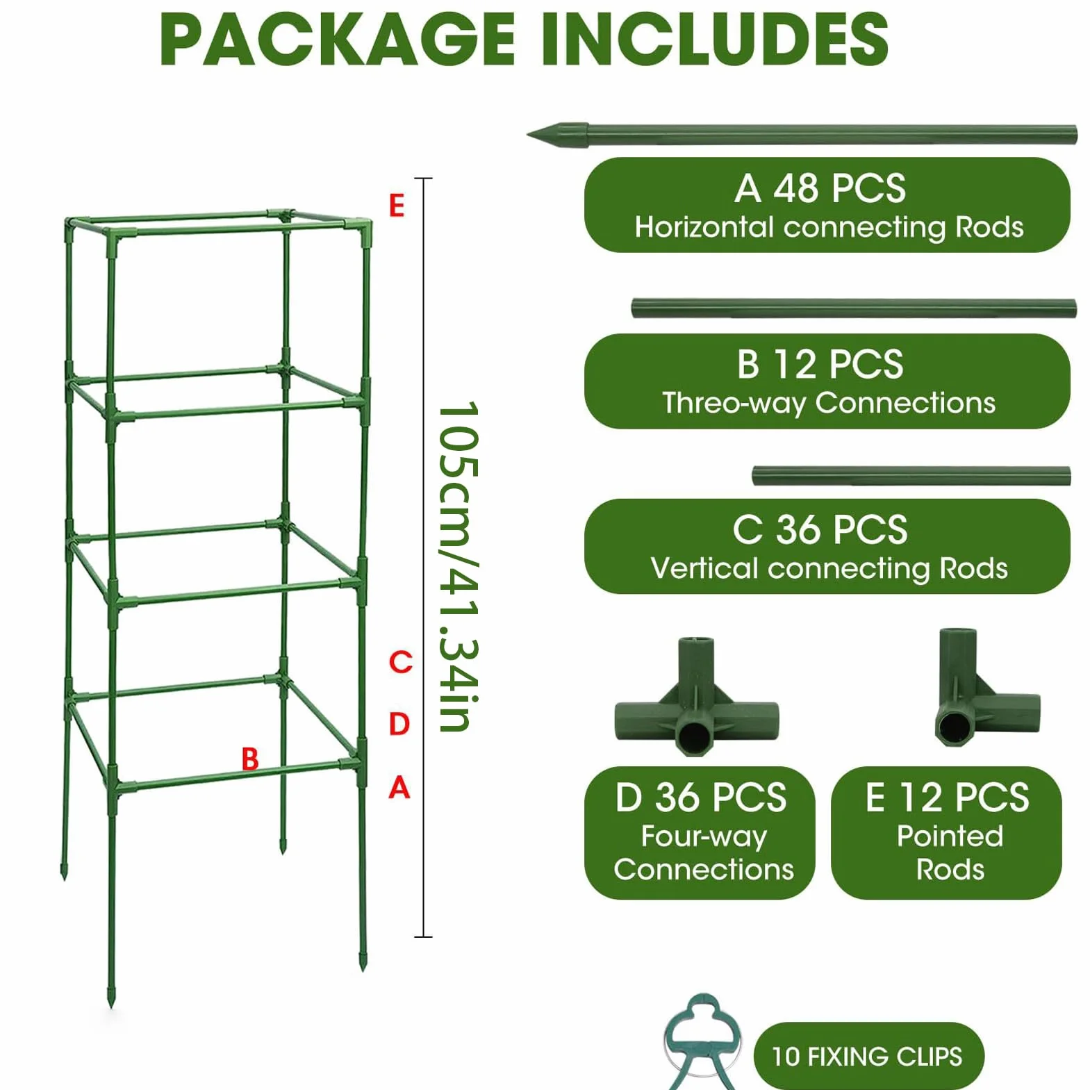 Entutorado para Tomates Soporte Cuadrado Ajustable en Altura de 3 Piezas | Tutor de Plantas Resistente para Judías Pepinos Verduras Rosas Peonías Macetas Bancal Elevado Jardín Patio Césped