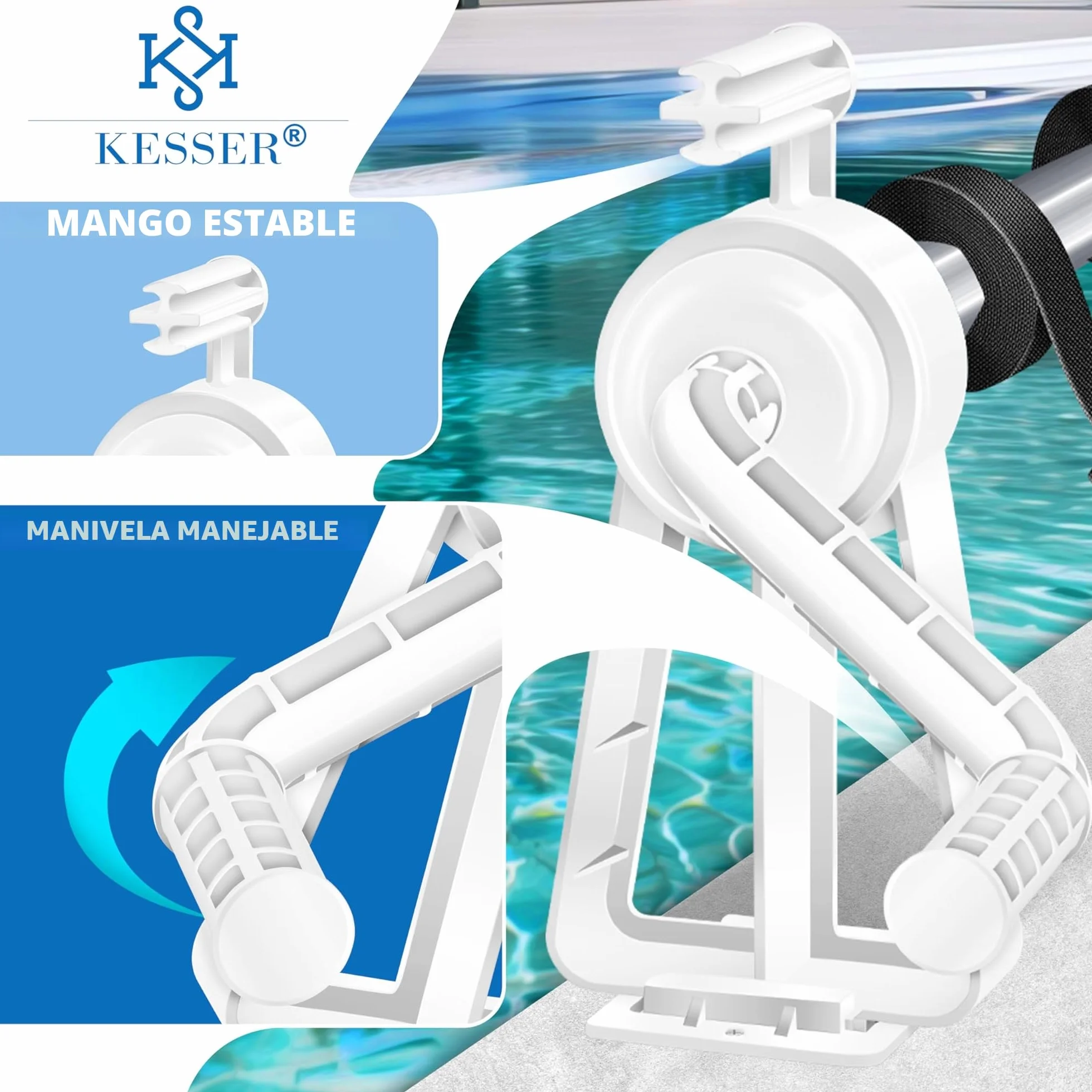 KESSER Enrollador de Piscina Premium Sistema Enrollable 1,05 m - 6,15 m para Lona Solar Móvil