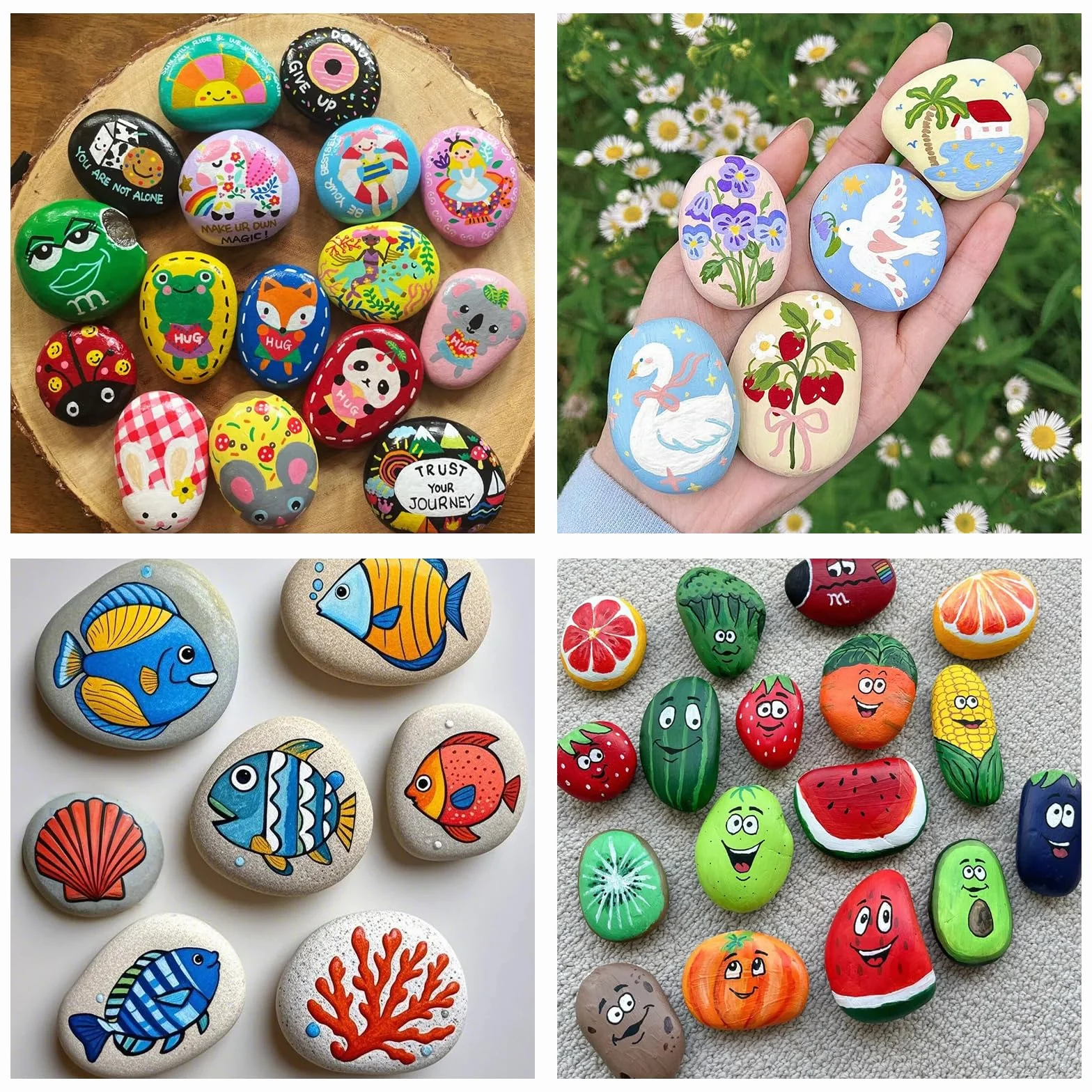 Piedras para Pintar 50 Piezas 1-3cm Decoración Jardín Acuario Manualidades