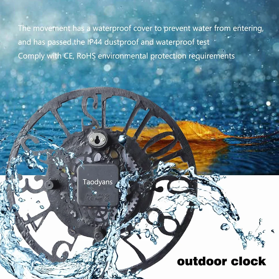 Reloj de Pared Impermeable 30 cm Cobre para Jardín Exterior
