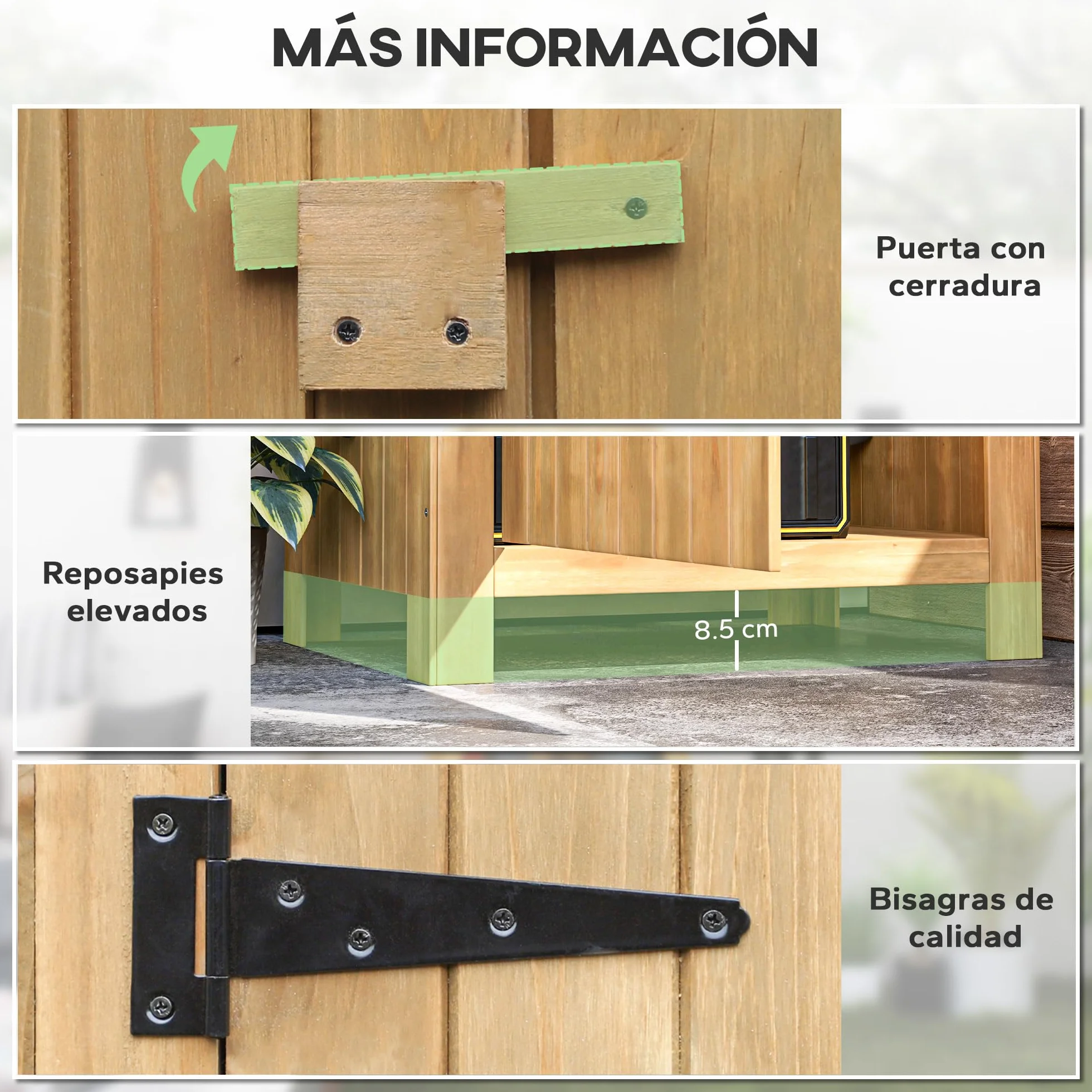 Outsunny Caseta Jardín Exterior Madera 77,5x54,2x179,5 cm 0,3 m² Cobertizo Almacenaje Herramientas 3 Estantes 2 Puertas Cerrojo