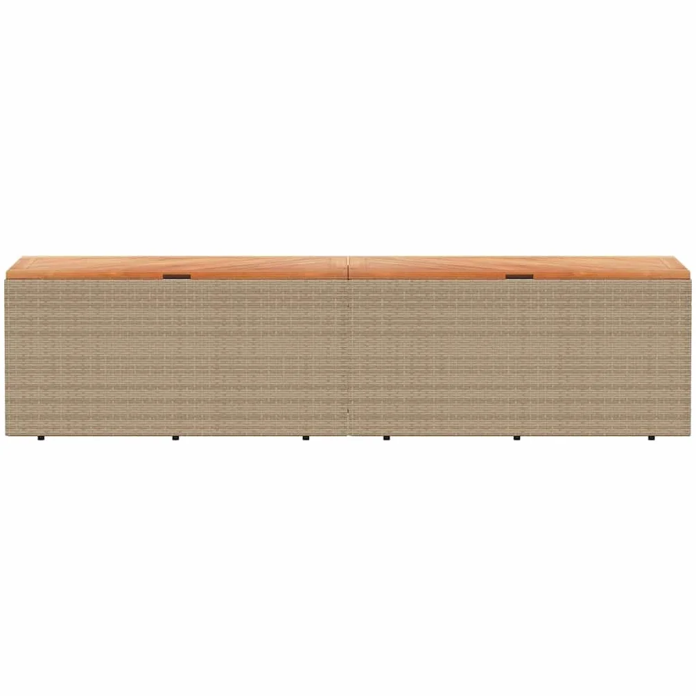 vidaXL Caja de Almacenaje de Jardín, Cofre, Asiento Banco Exterior, Baúl Juguetes Patio, Madera Acacia Ratán Beige