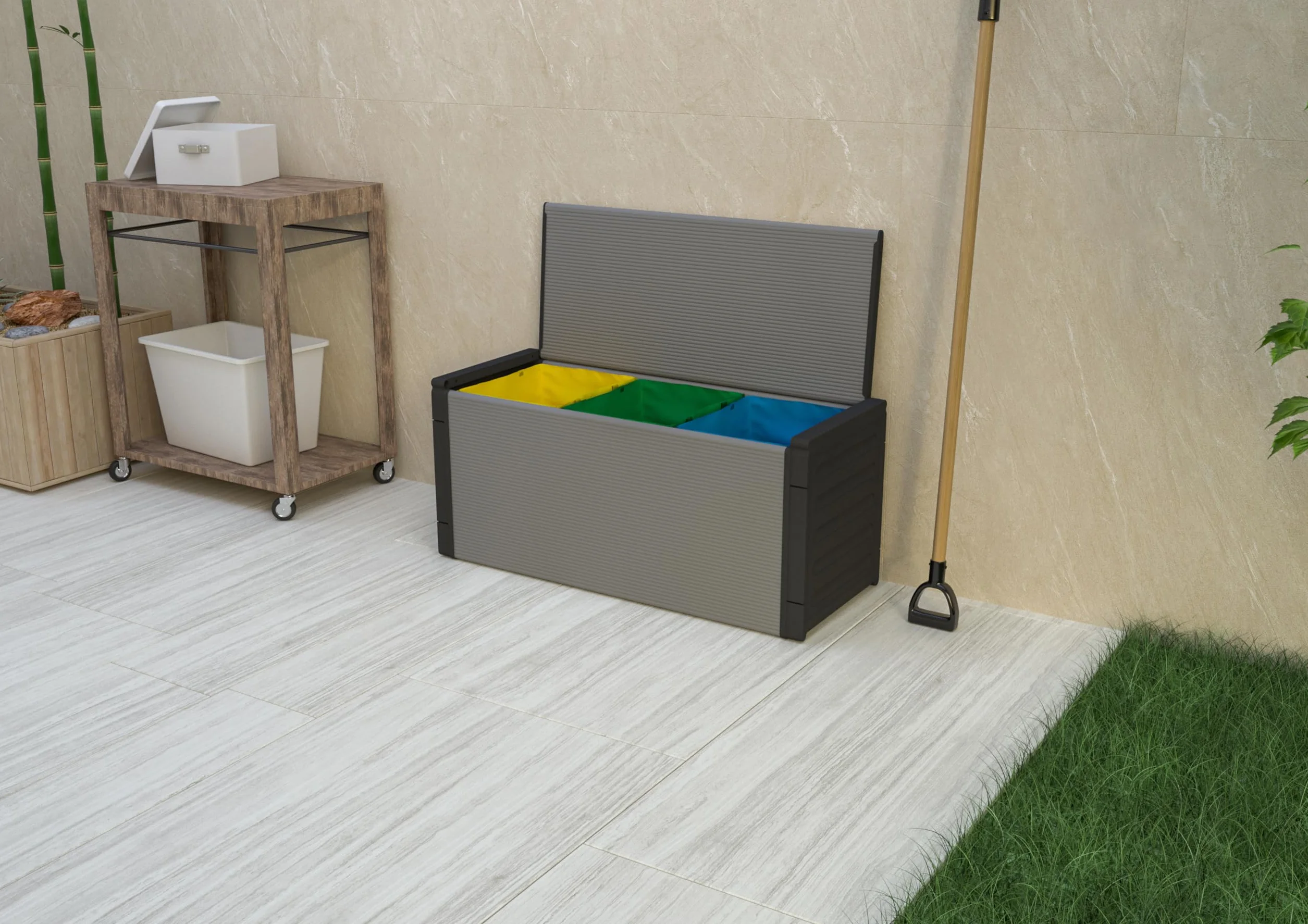 Adventa Baúl recogida resina PVC PP 85x34x38 cm gris