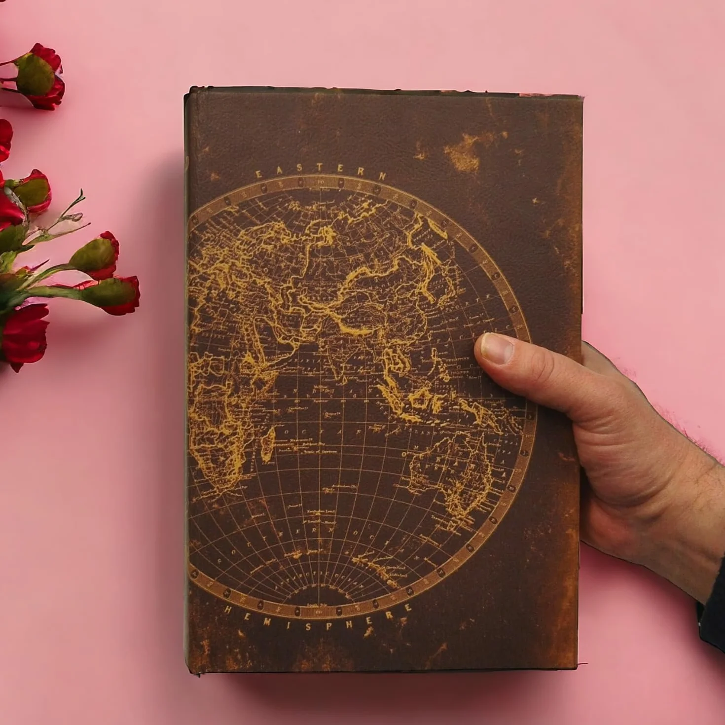 Caja de almacenamiento grande marrón oro para libros y joyas con tapa