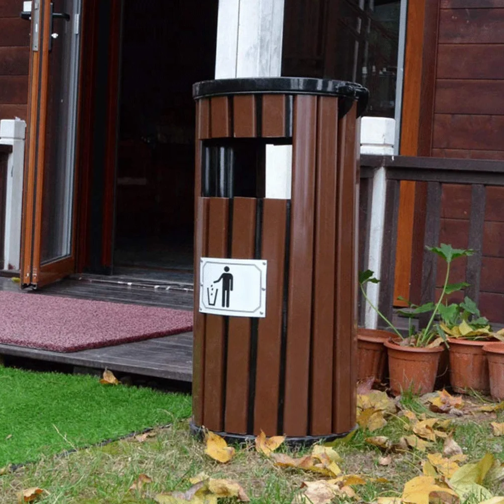 KLUFO Contenedor de basura de madera al aire libre cilíndrico