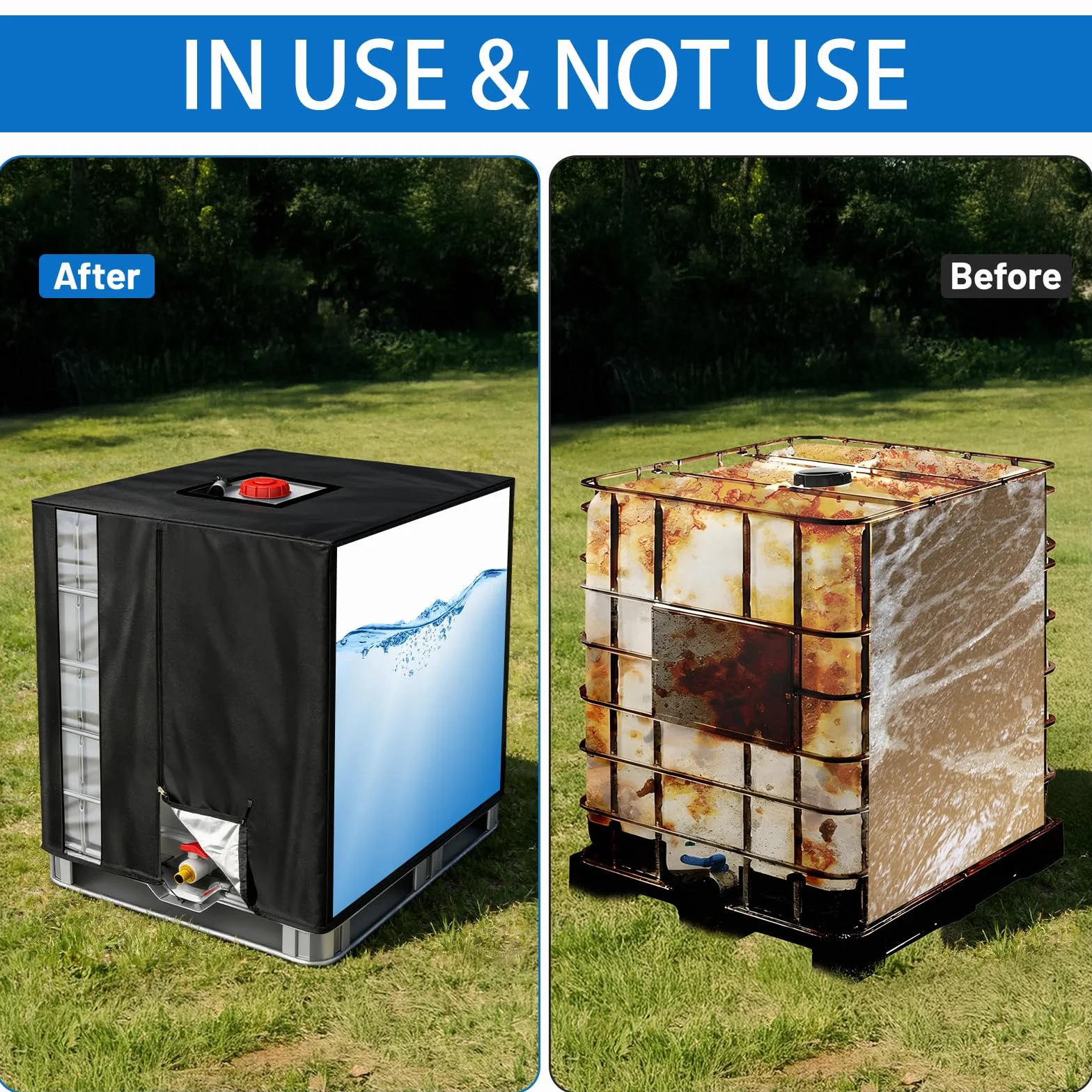 DBREAKS Cubierta para depósito IBC 1000 L Anti-UV Impermeable 120 x 100 x 116 cm Negro