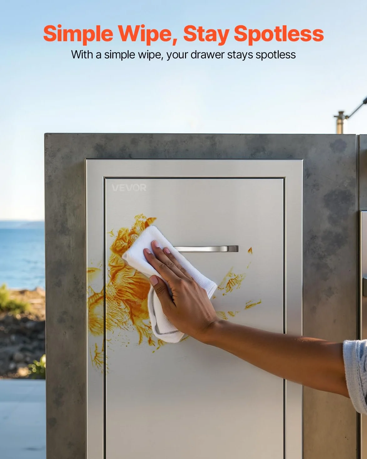 VEVOR Cajón de Basura para Cocina Exterior, Acero Inoxidable, 344 x 498 x 655 mm, Carga Máxima 25 kg