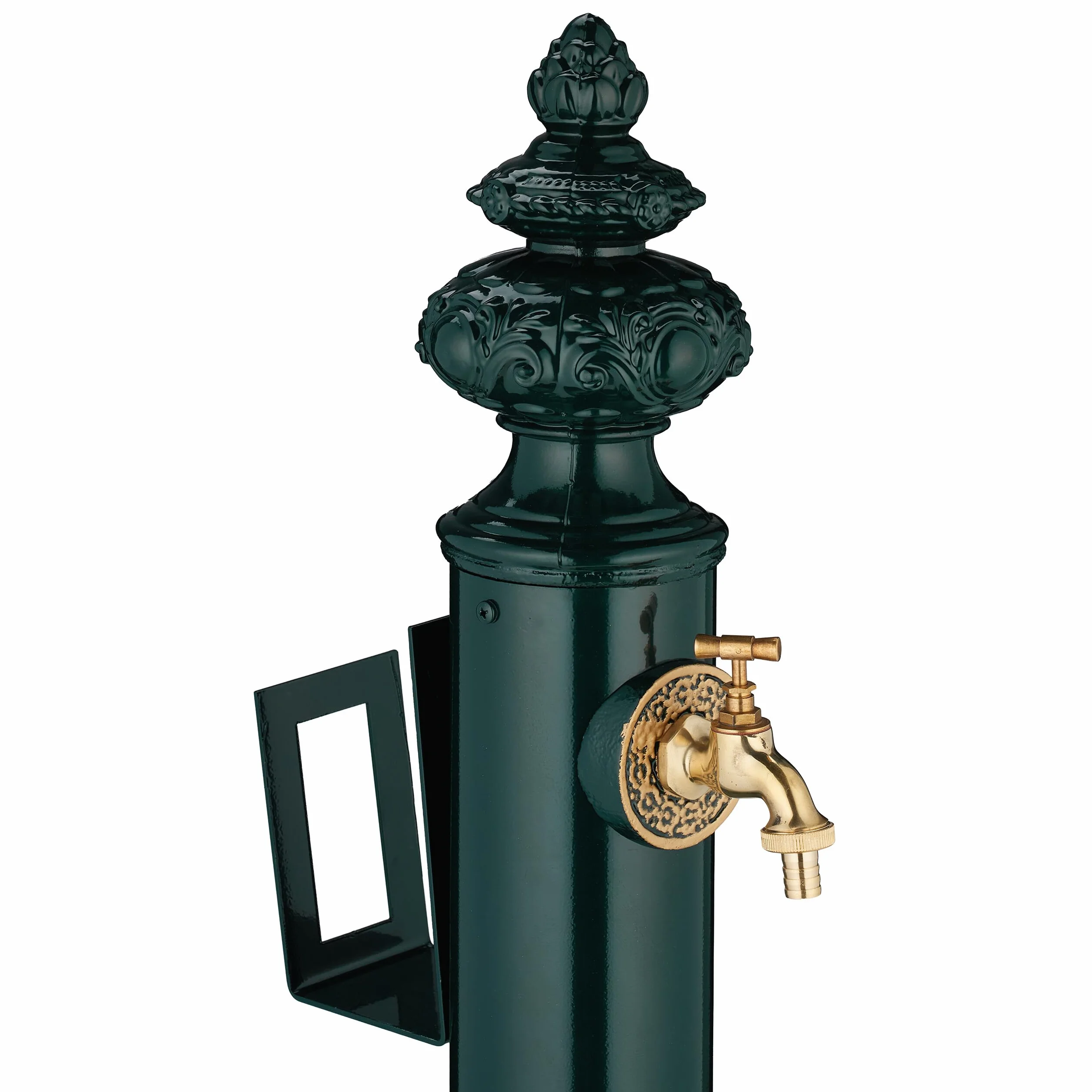 Relaxdays Fuente de Pie Vintage, Grifo y Lavabo, 87 x 26 x 43 cm, Bebedero Antiguo para Jardín, Soporte Manguera, Verde