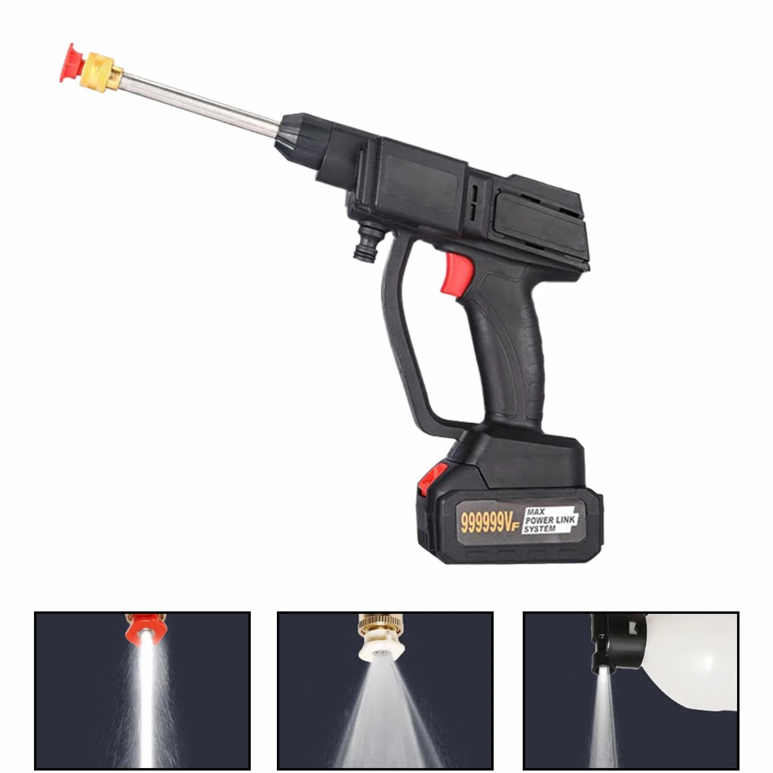 Limpiador a Presión Inalámbrico Boquilla Ajustable Herramienta de Limpieza | Hidrolimpiadora para coche Jardín Patio Coche Ventana Terraza Césped Hogar