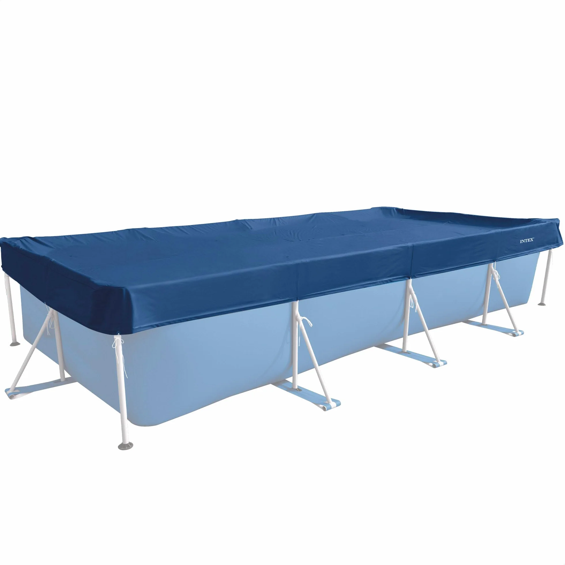 Intex Cobertor Piscina Rectangular 4,60x2,26 m Azul Oscuro Funda Protectora con Cordón Agarre y Drenaje
