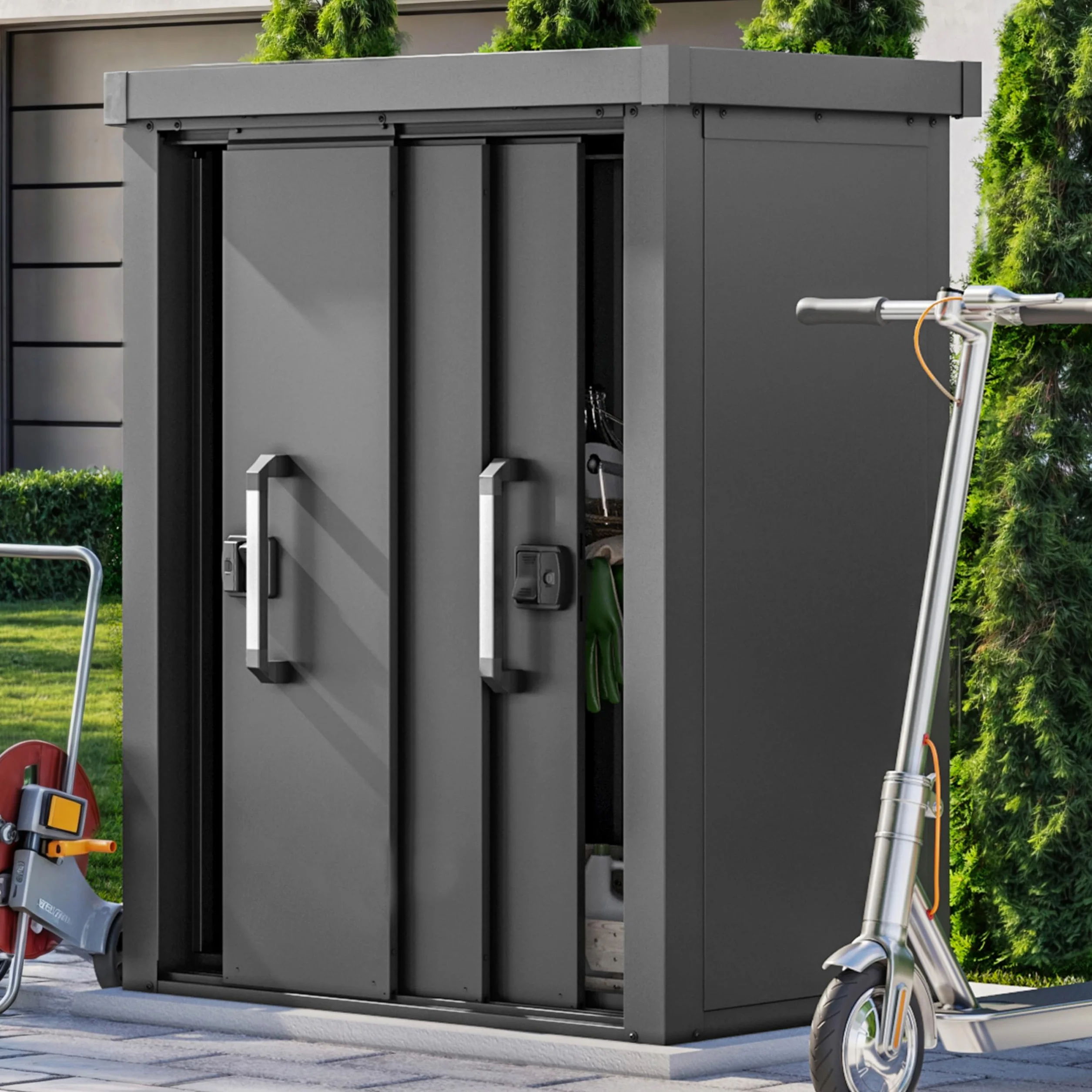 Armario Exterior Metálica 120x78x161 cm Casetta de Jardín Antracita GFP Primeyard