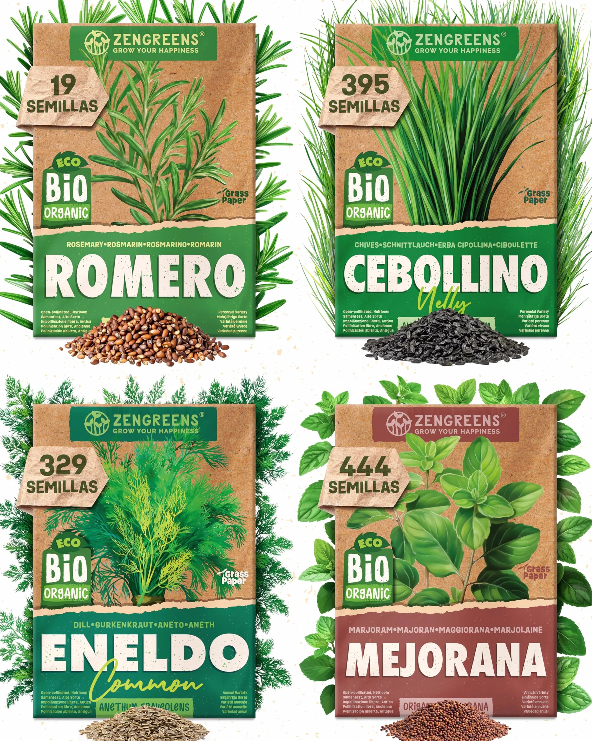 Set de semillas de hierbas aromáticas eco 25 variedades ZenGreens®