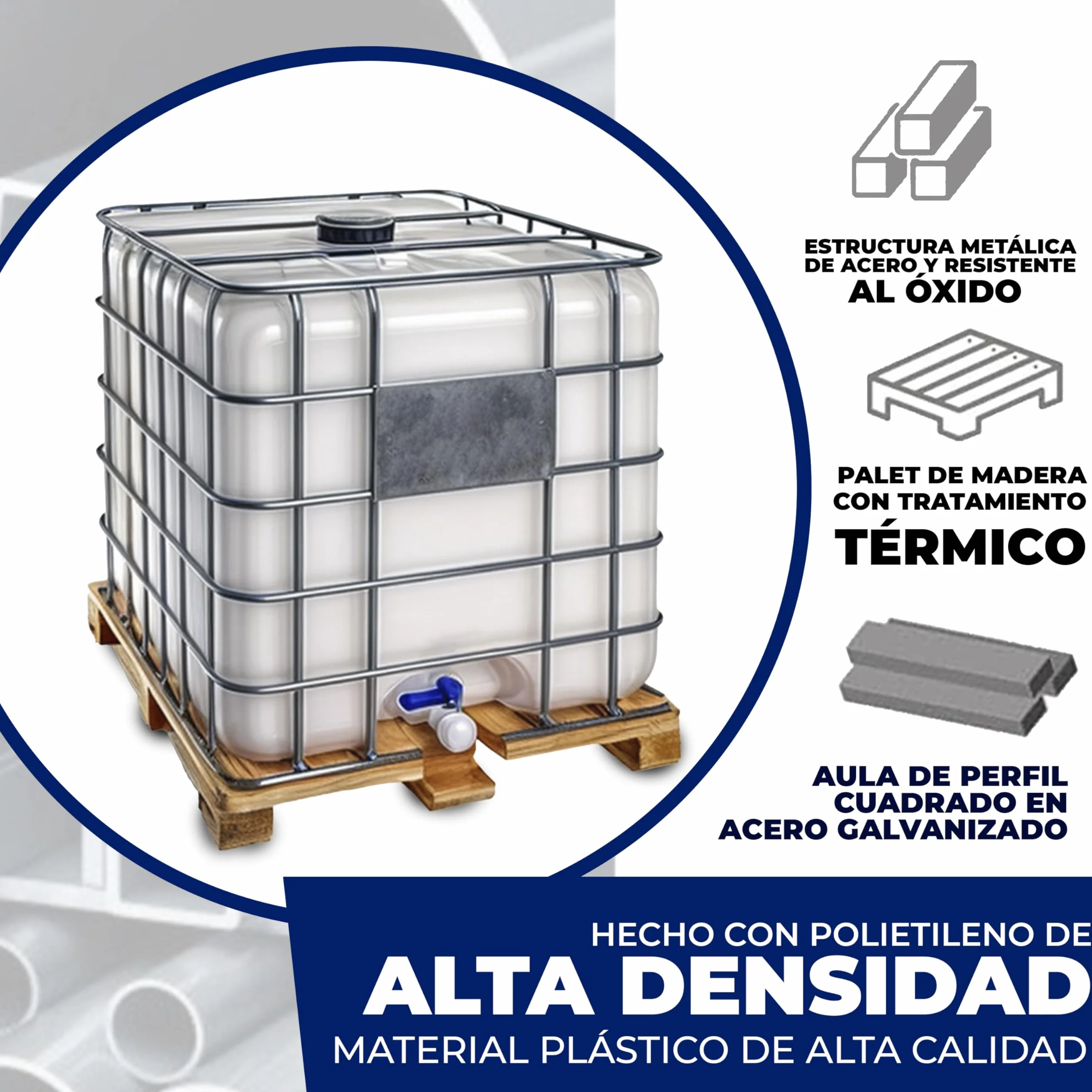 IBC-GRG Contenedor depósito 1000 litros con palet de madera