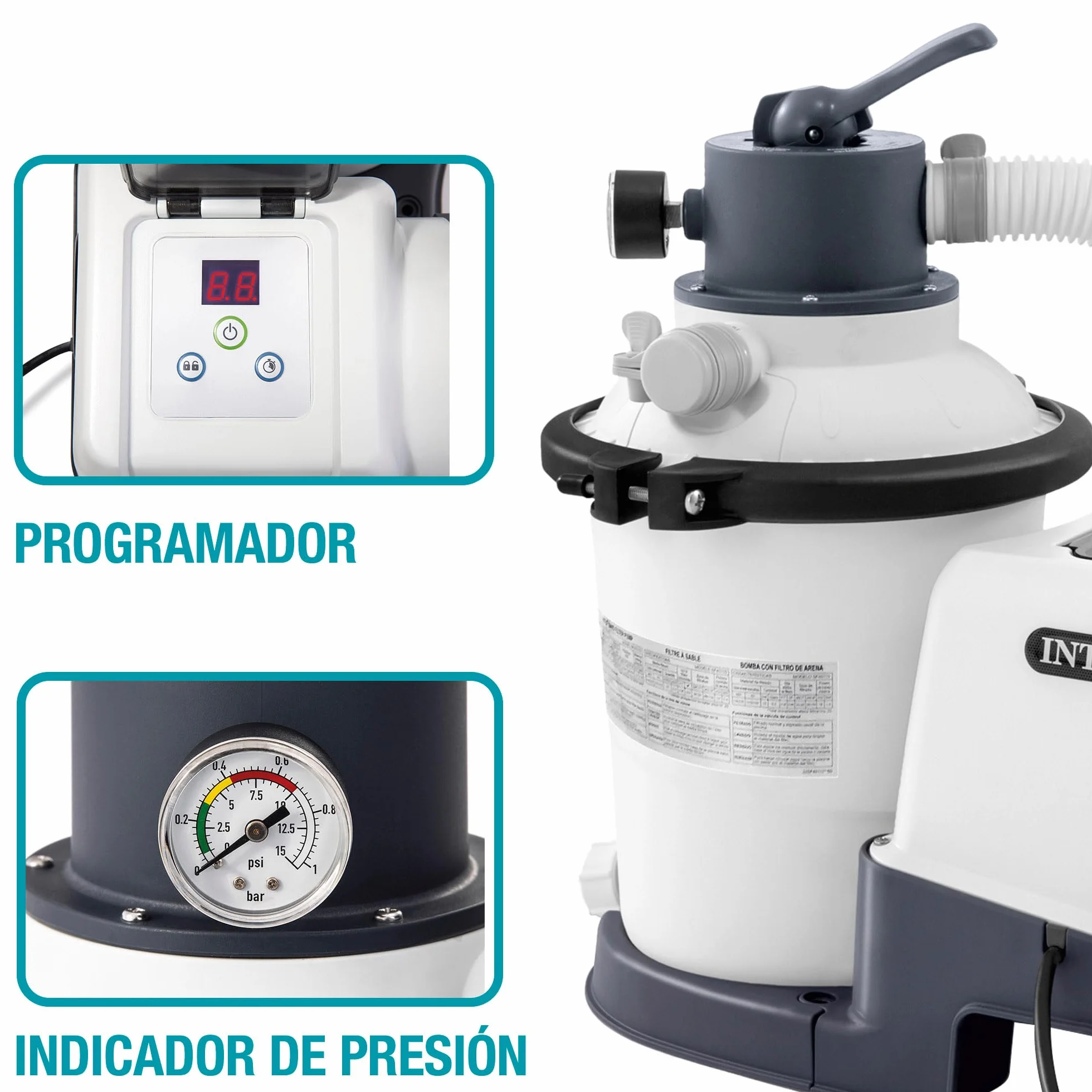 Intex Krystal Clear Depuradora de Arena 5700 L/H Filtro Bomba Piscina 29100 L 6 Funciones