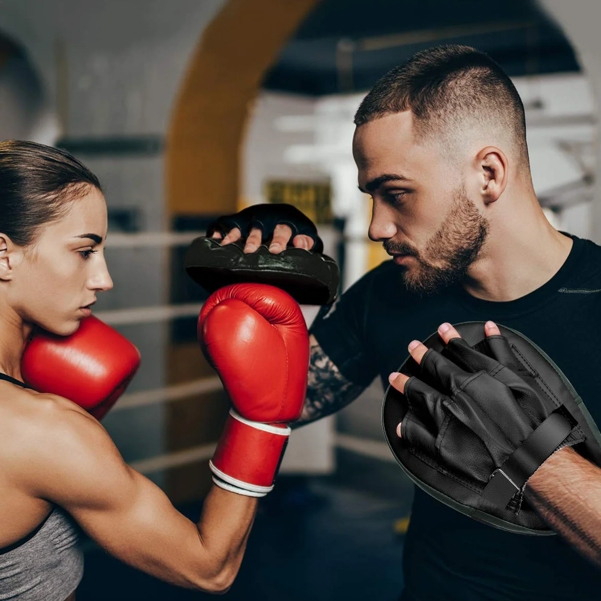 Manoplas de Boxeo PU, Protectores de Mano Precontorneados para Kick Boxing, Muay Thai, MMA
