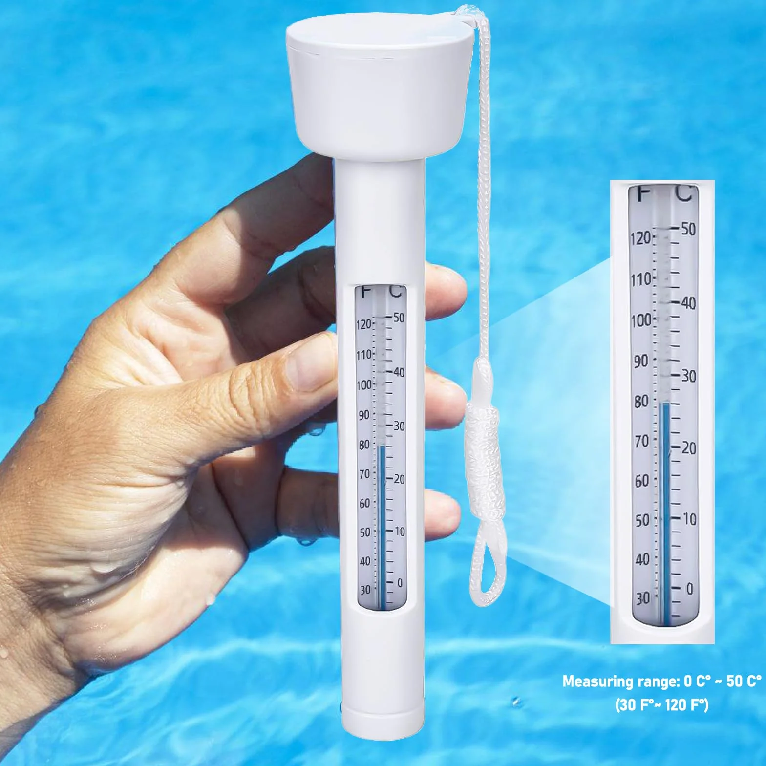 Termómetro de piscina irrompible flotante, 2 unidades, para agua jacuzzi interior exterior