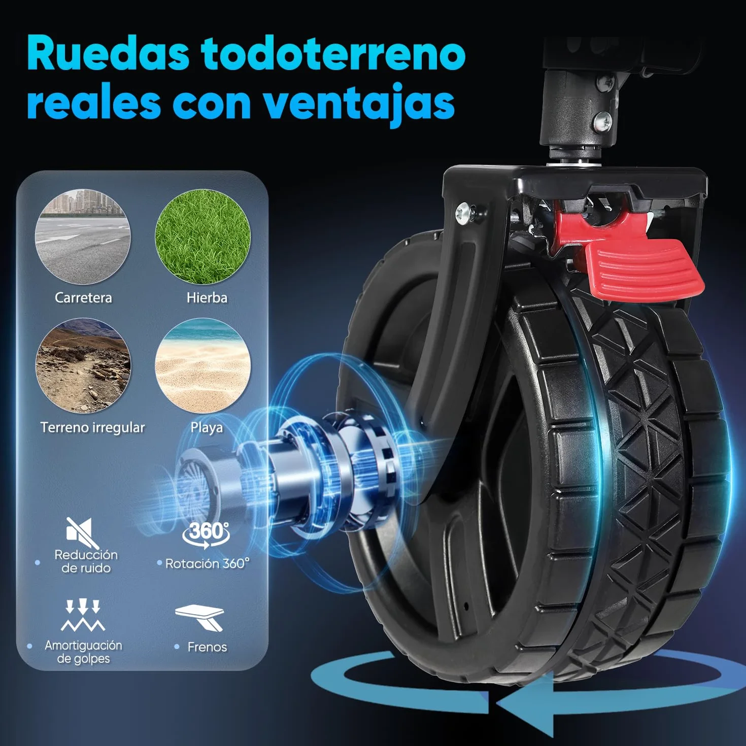 Sekey XXL Plus Carro Playa Ruedas Grandes con Frenos 200L 200KG, Carrito Plegable Todo Terreno SE4011, Negro Profundo