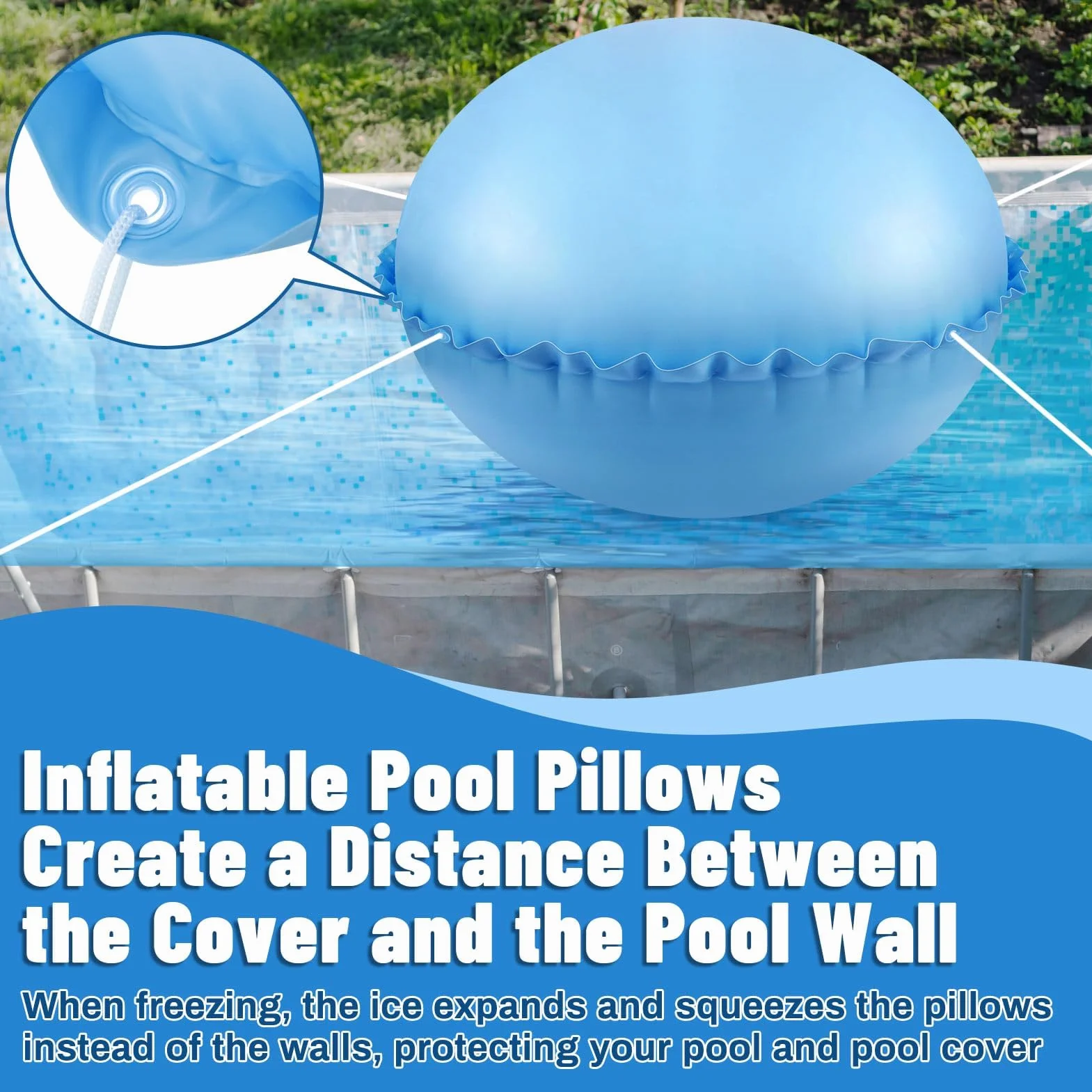 Cojín de Piscina de Invierno 120 x 120 cm, Cojín de Aire para Cubierta de Piscina