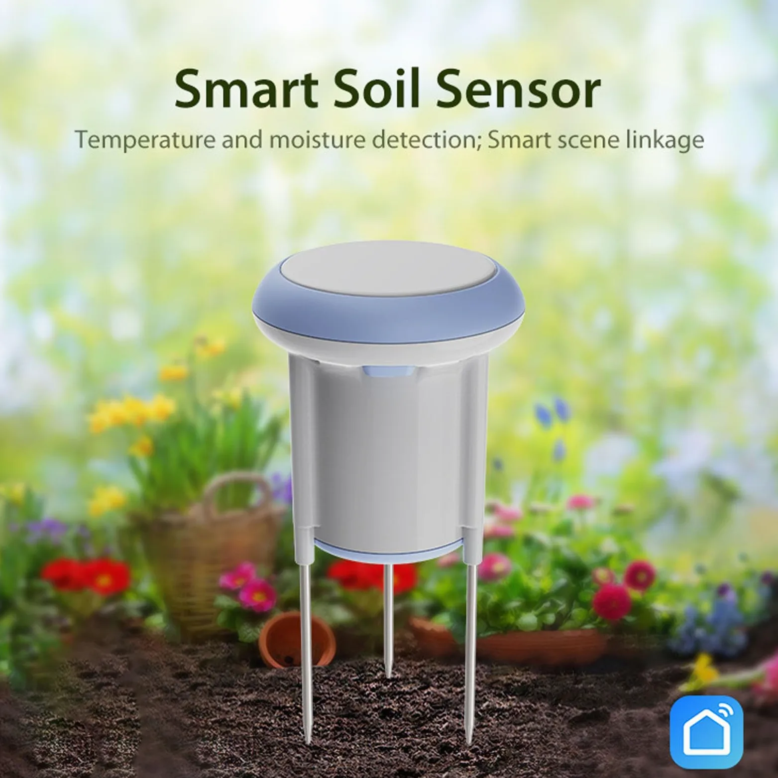 SENECESLI Sensor Inteligente de Temperatura de Humedad del Suelo WiFi, Probador de Humedad a Prueba de Agua IP66 para Jardinería Al Aire Libre, Soporte para Tuya