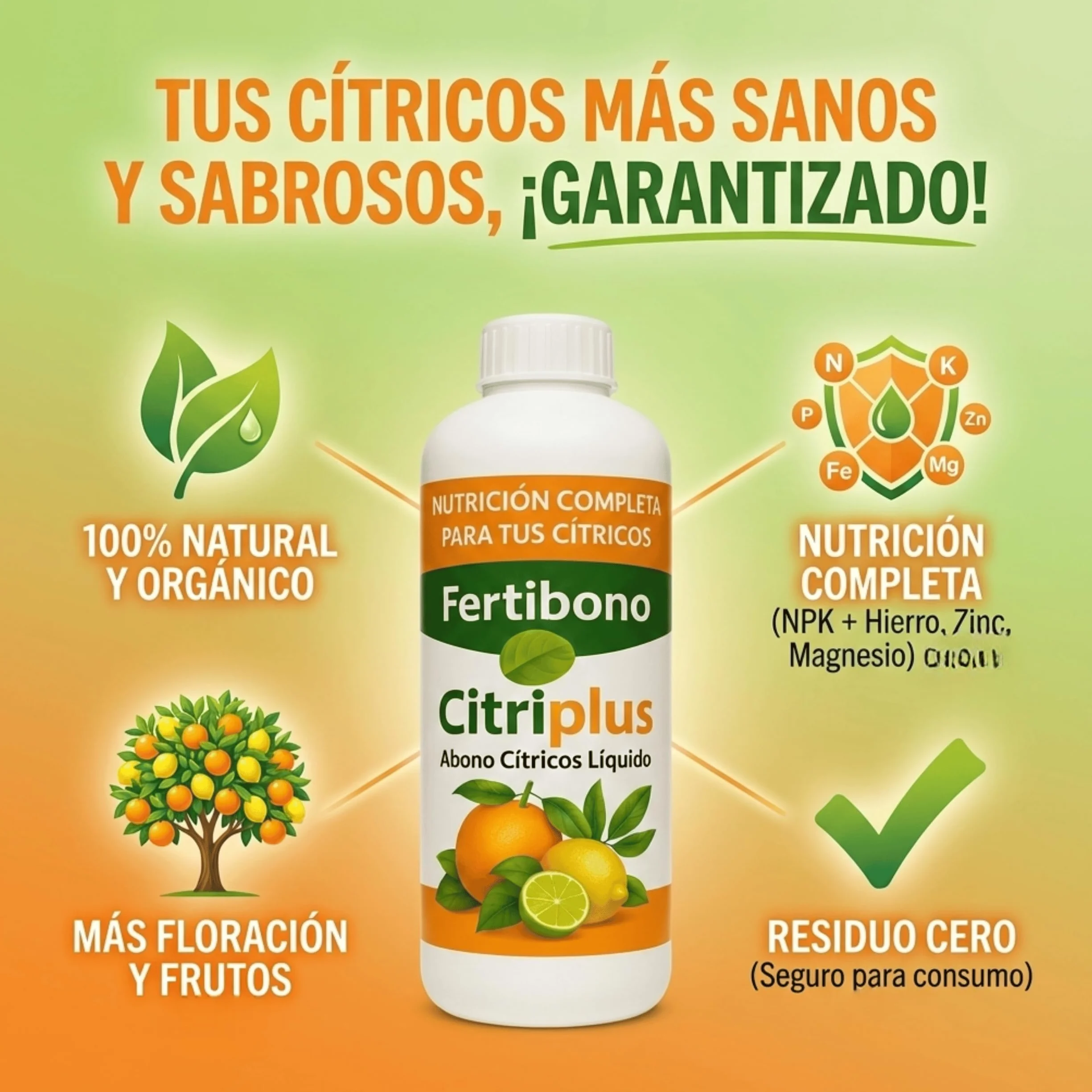 FERTIBONO CitriPlus 250 ml Abono Cítricos Completo con NPK Hierro y Magnesio
