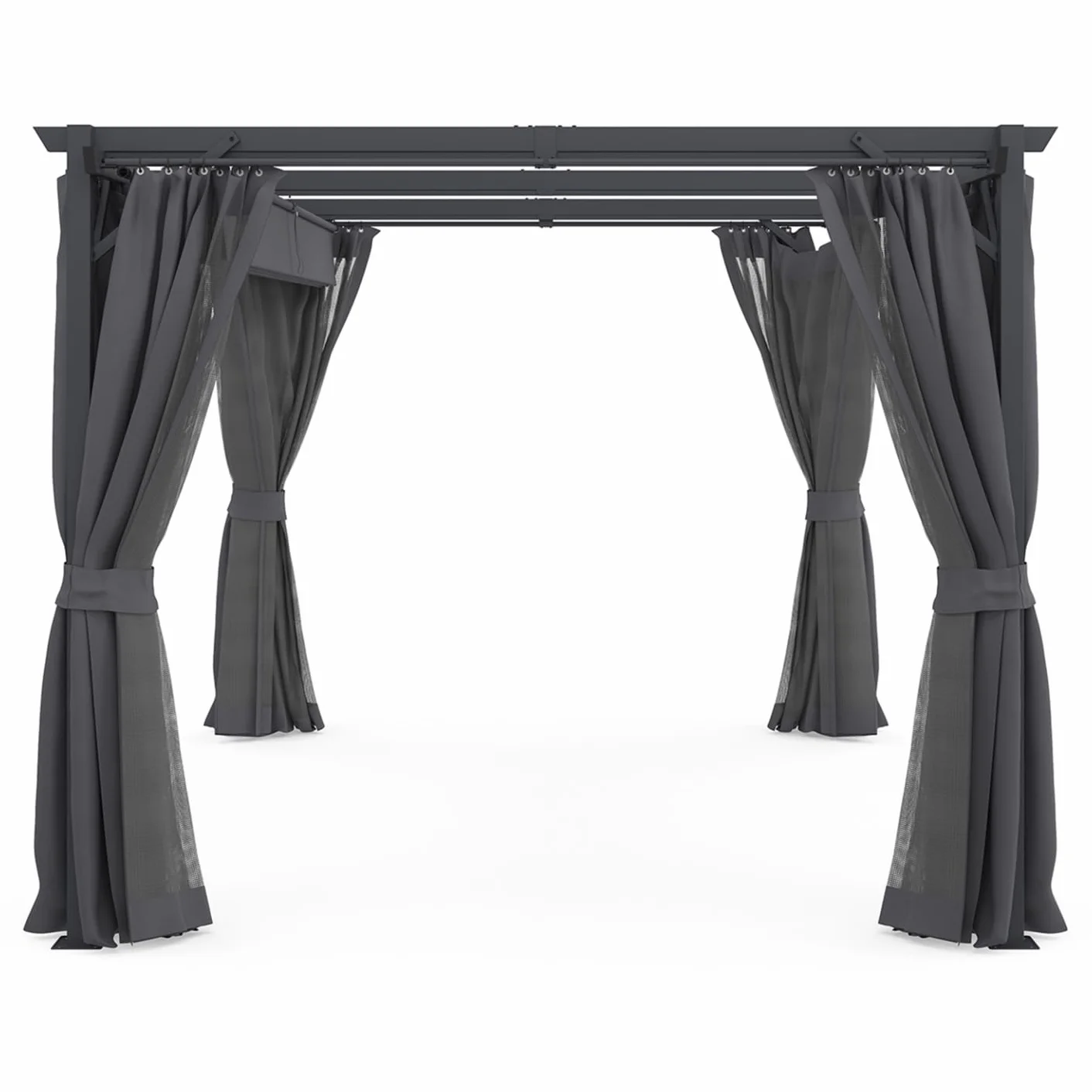 Pergola mosquitera de techo retráctil 3x4 m gris