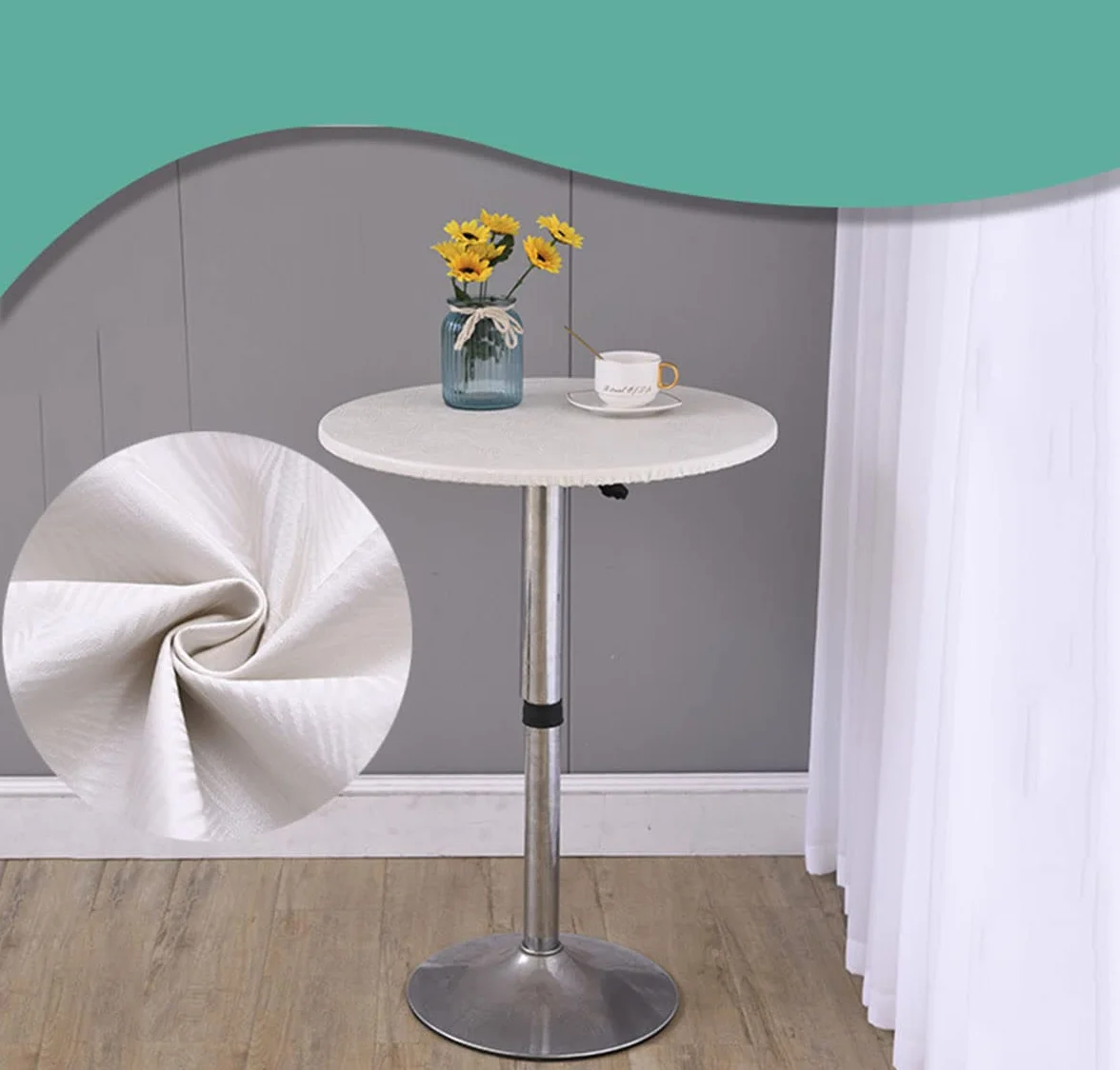 Mesa Redonda Impermeable Antideslizante 90cm Blanco