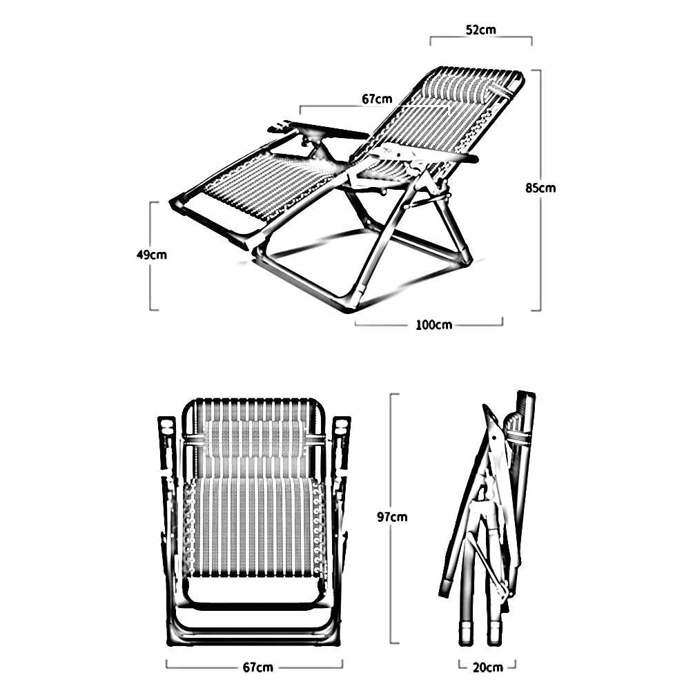 N / A Silla Gravedad Cero Tumbona Plegable Reclinable, Tumbona de Jardín de Gravedad Cero Tumbona con Reposabrazos de Masaje y Cerradura de Aleación Silla Piegable De Gravedad Cero