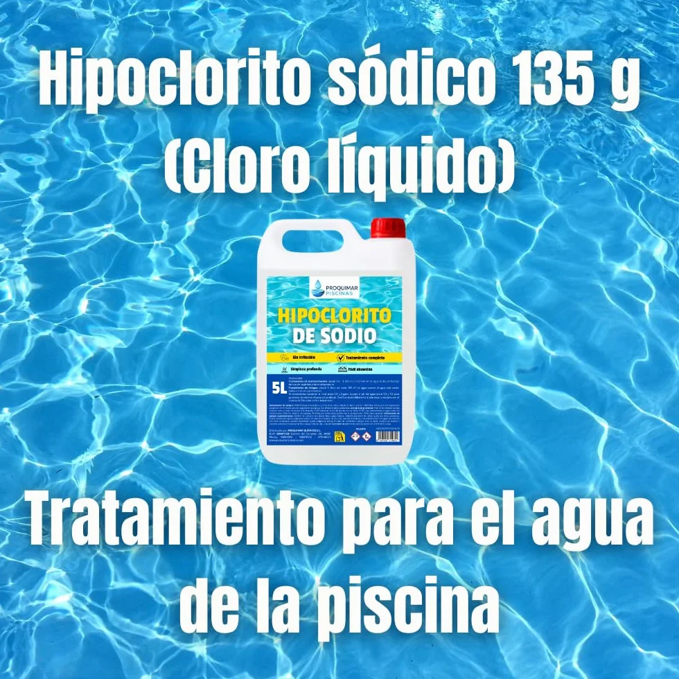 Hipoclorito de Sodio 5 litros Limpiador para Piscinas Saneamiento de Agua
