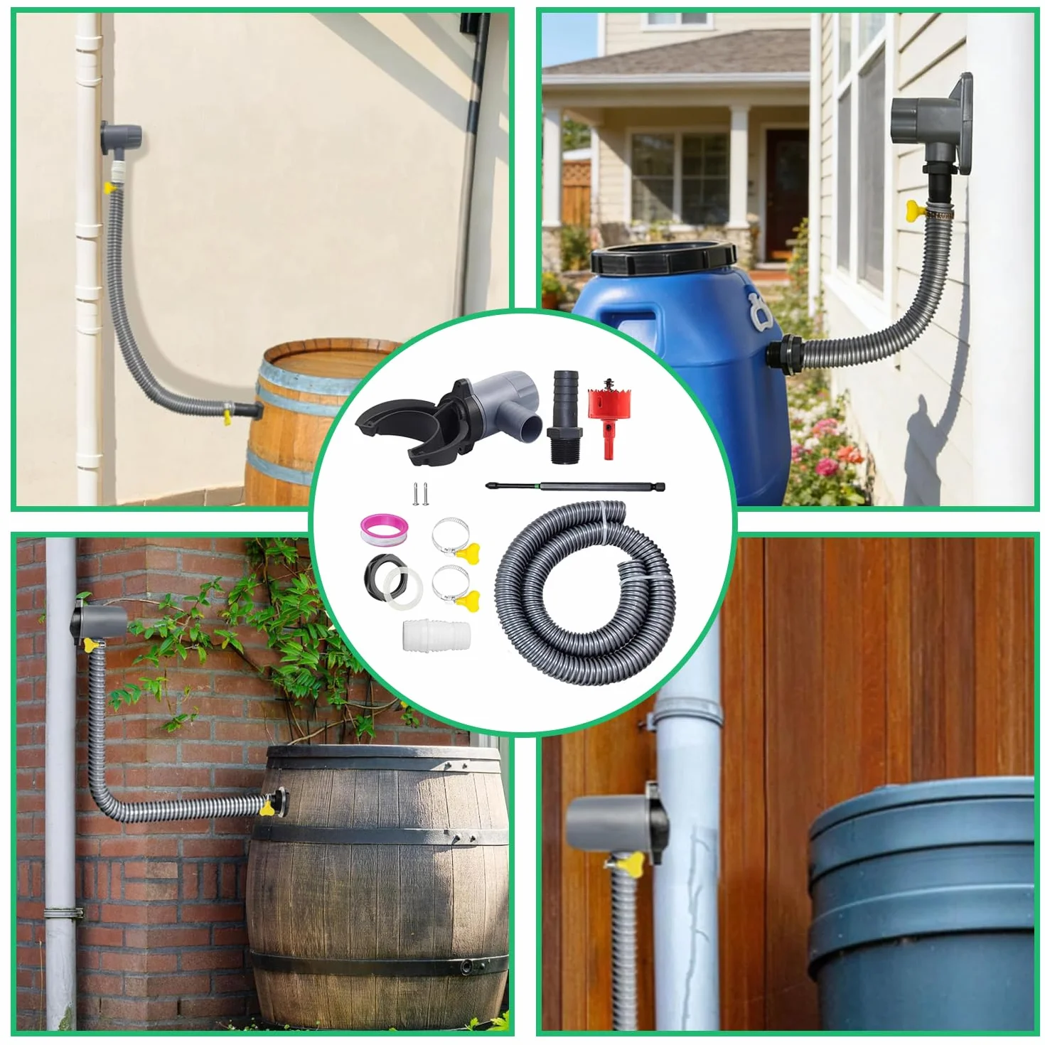 Colector de Agua de Lluvia, Kit Conector para Barril y Depósito