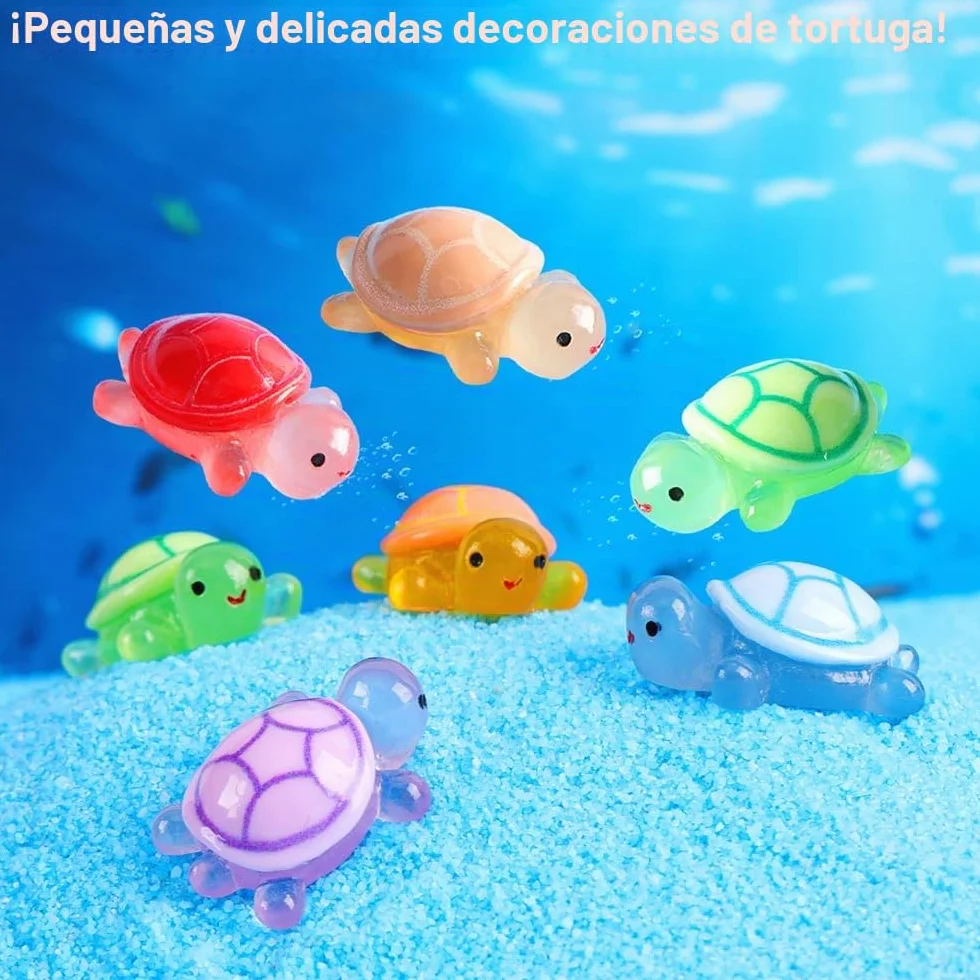 Mini Tortuga Luminosa 4.5x1.6cm Resina Multicolor Juguetes Adornos de Jardín
