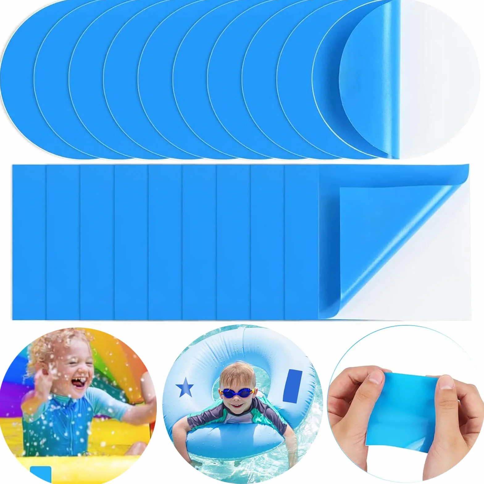 Kit de parches para piscina autoadhesivos subacuáticos, PVC, 20 piezas