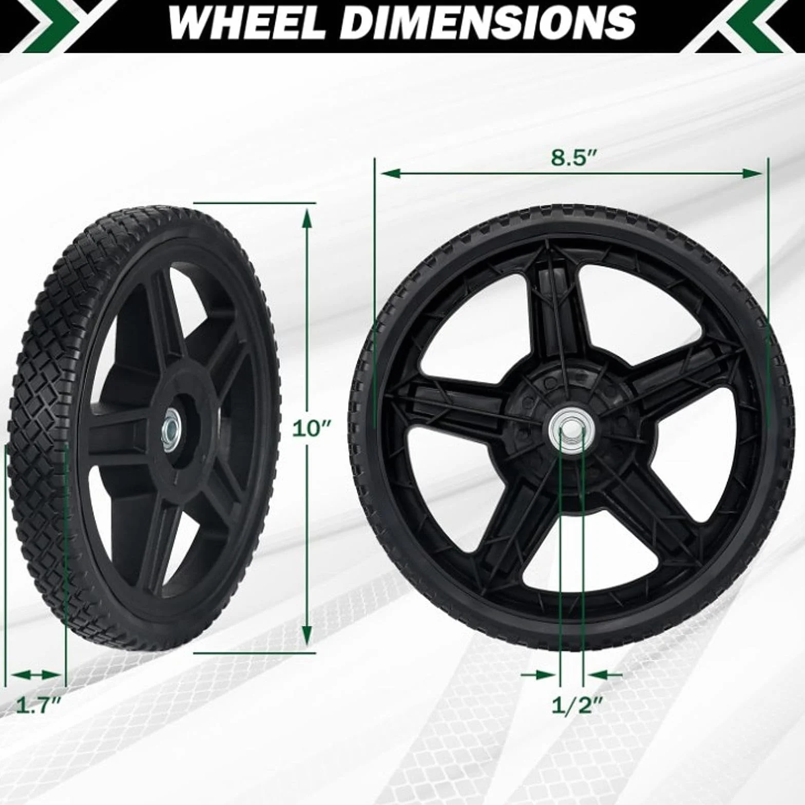 para Cortacésped, Ruedas para Cortacésped de Empuje, Reemplazan Las Tuercas de Los Pernos para Carros, Remolques de Tractores Cortacésped Y C, 10inch 25.5x4.5cm