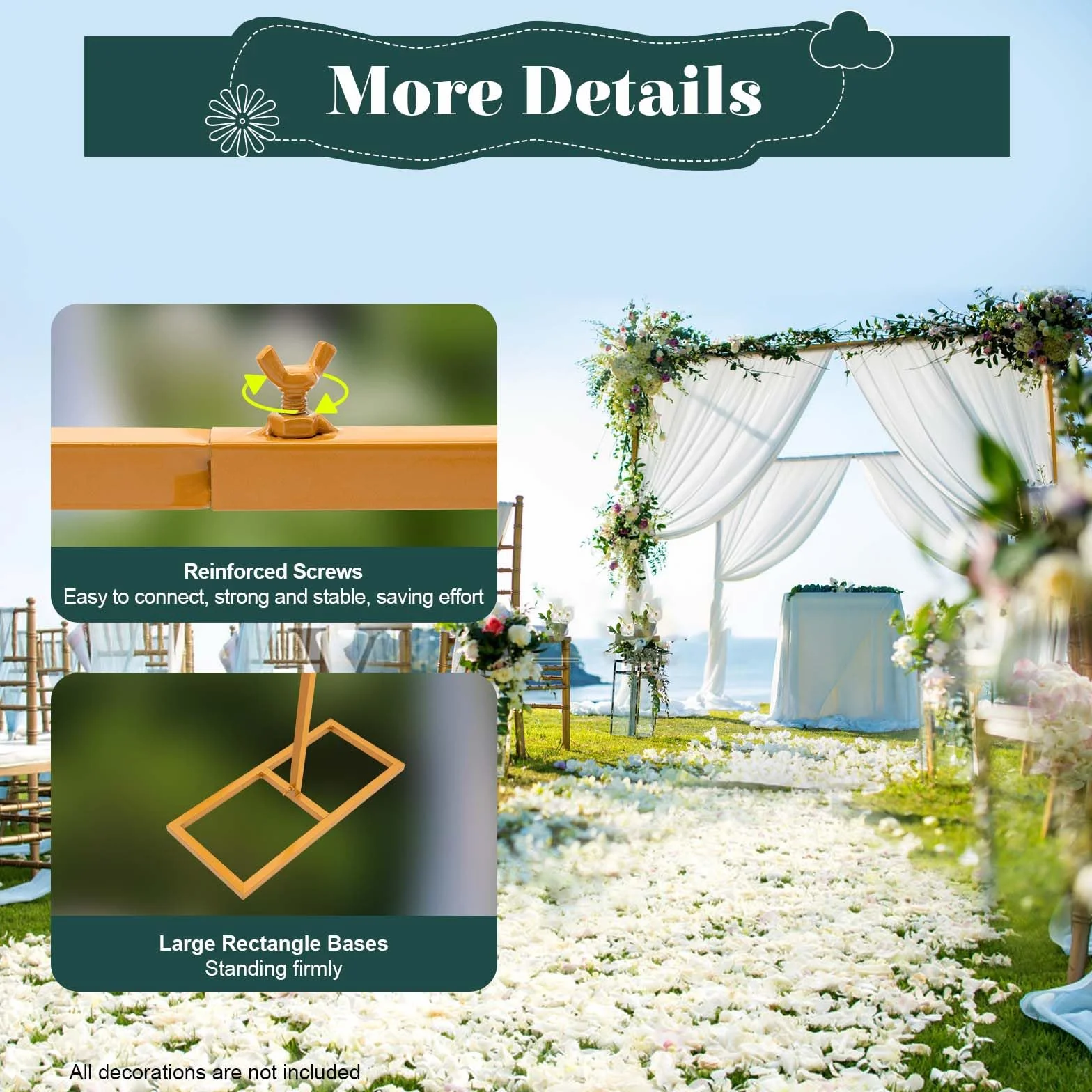 MINRS Arco de boda de metal 3,0 x 3,0 m altura ajustable 1,09-1,97-3 m decoración bricolaje
