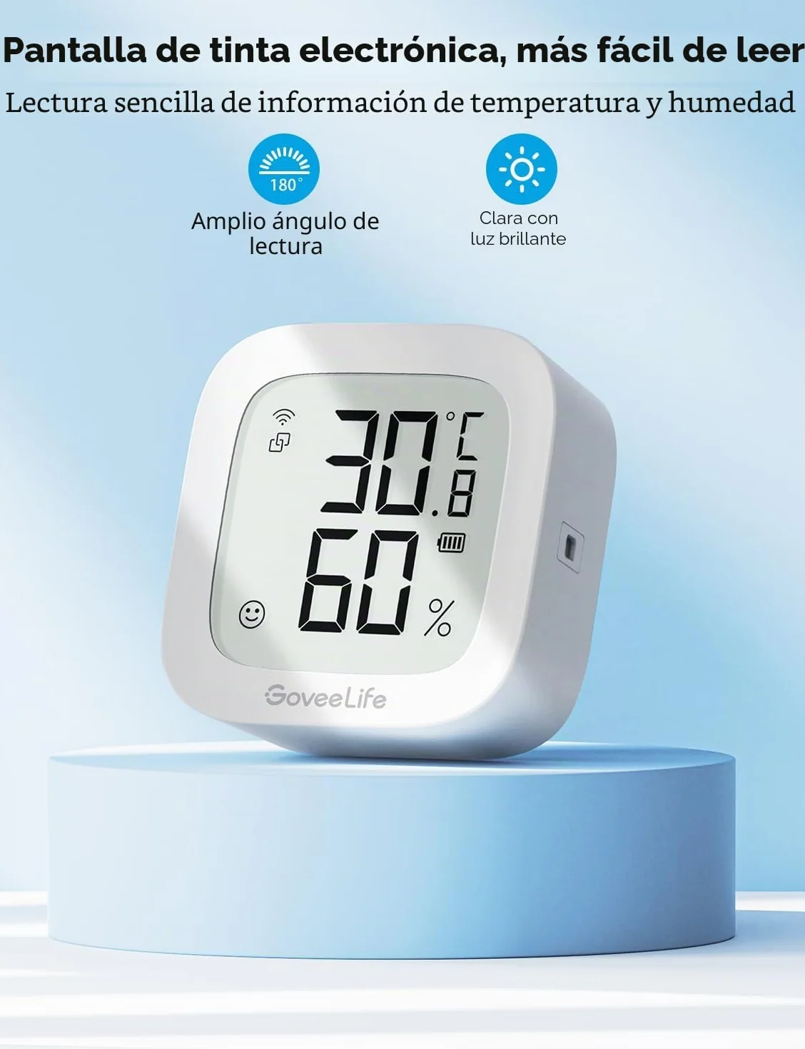 GoveeLife Higrómetro Wi-Fi Termómetro digital Temperatura humedad Interior Control remoto Notificación