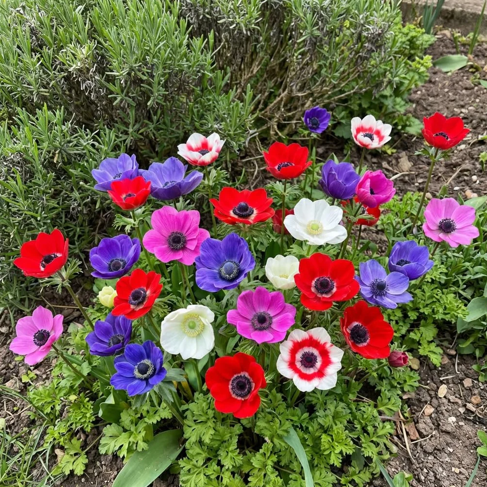 Bulbos de Anémona de Caen 50 Piezas - Flores Perennes Resistentes al Invierno para Macetas y Jardines