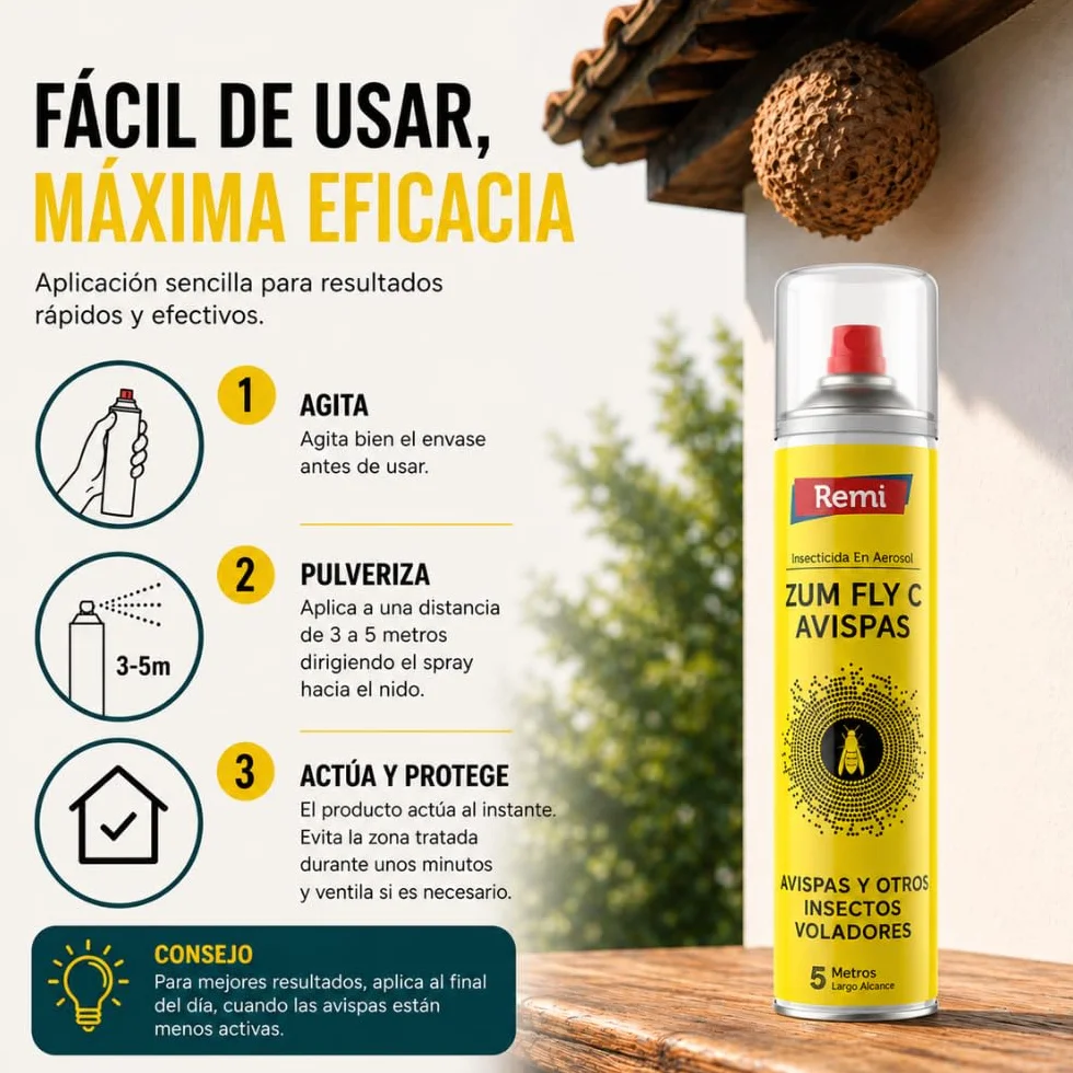 Remi Hogar Spray Insecticida Avispas 750 ml Aerosol 5 metros Largo alcance