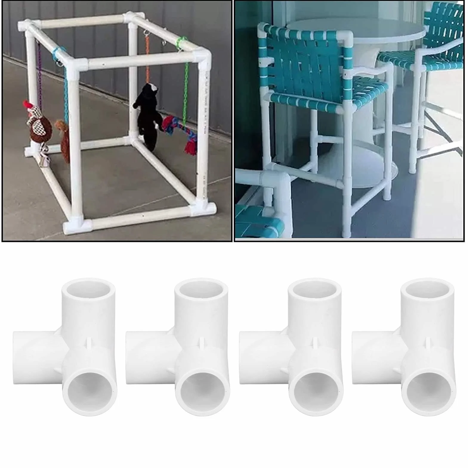 Tubo PVC 20mm Rígido, 10 Pcs Conectores en T de 3 Vías, Accesorios de Tubería para Suministro de Agua