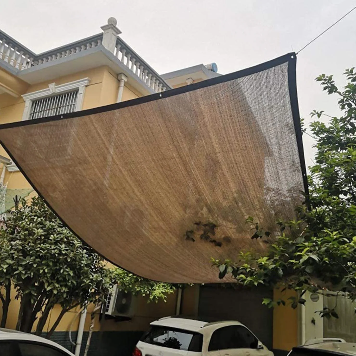 Red de Sombra para Exteriores,Malla Sombreadora Anti-UV 90%,Solar Sombra Paño,Toldo Vela de Sombra Marrón,Malla de Ocultación Anti-Âge,para Invernadero/Balcón/Patio/Techo/Cochera (4x5m/13x16.4ft)
