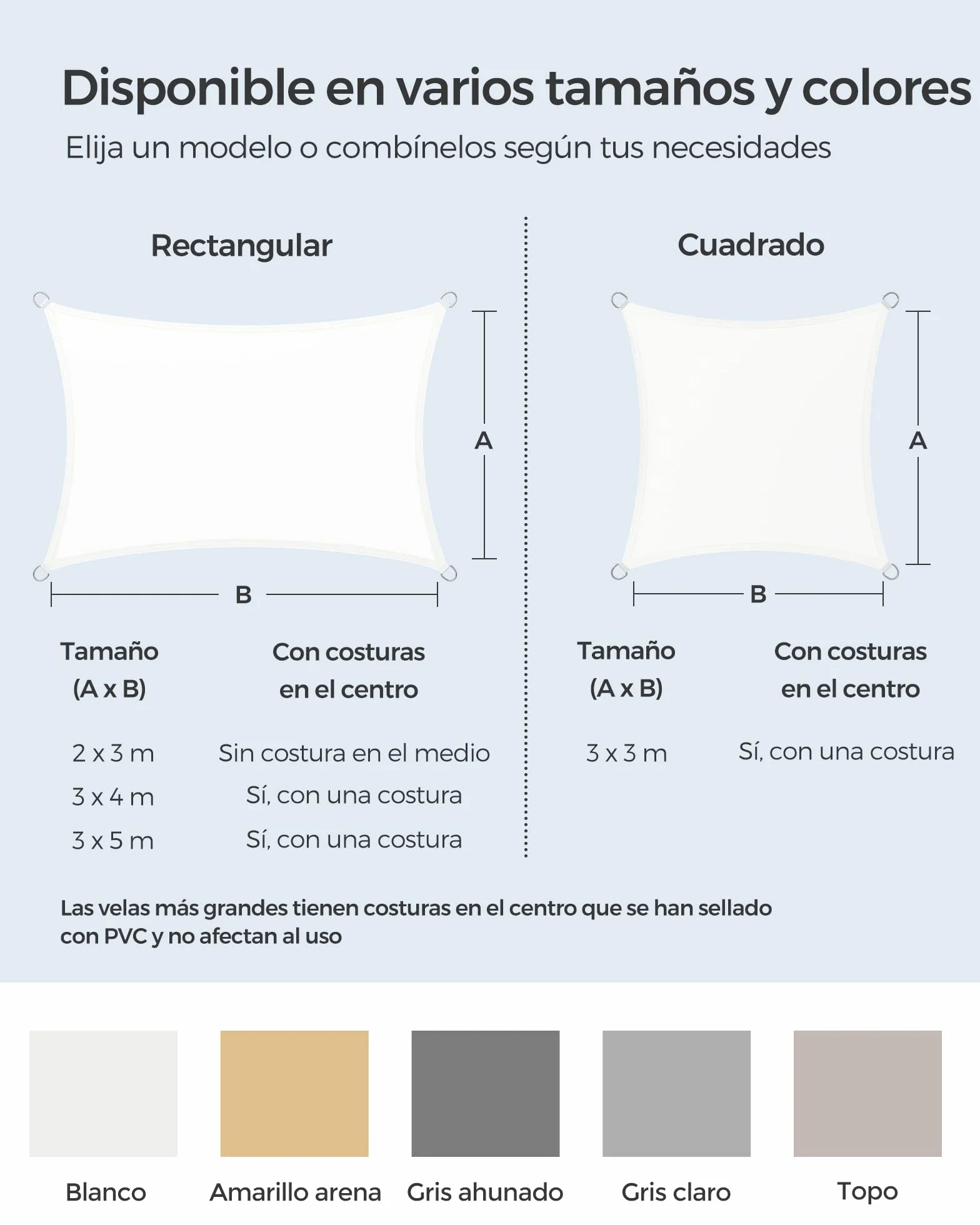 SONGMICS Vela de Sombra Impermeable 2 x 3 m, Protección Solar UV 93%, Rectangular, Blanco GSH23WT