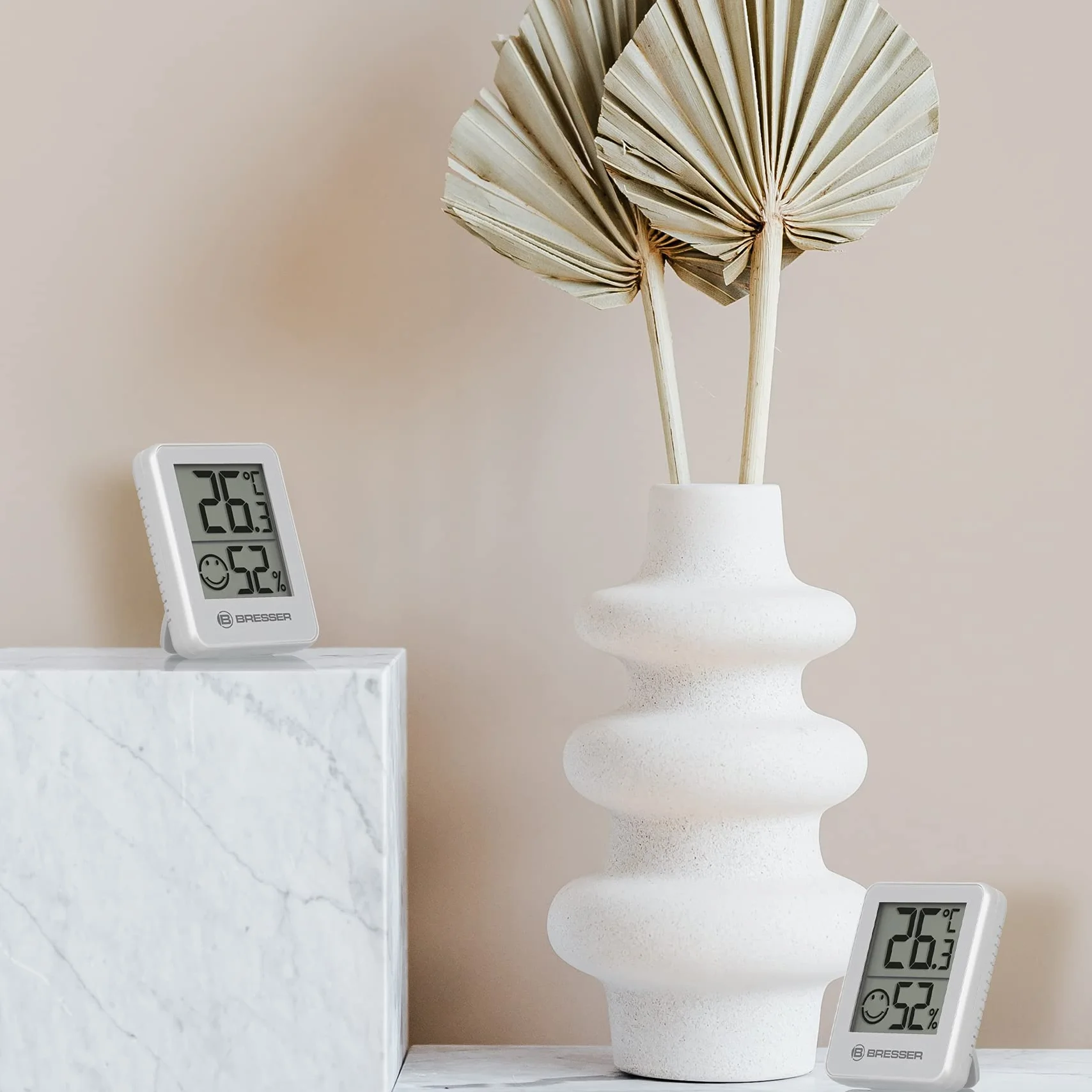 BRESSER Temeo Termómetro Higrómetro Set de 6 Higroindicadores para Pared, Indicador de Temperatura Interior, Blanco
