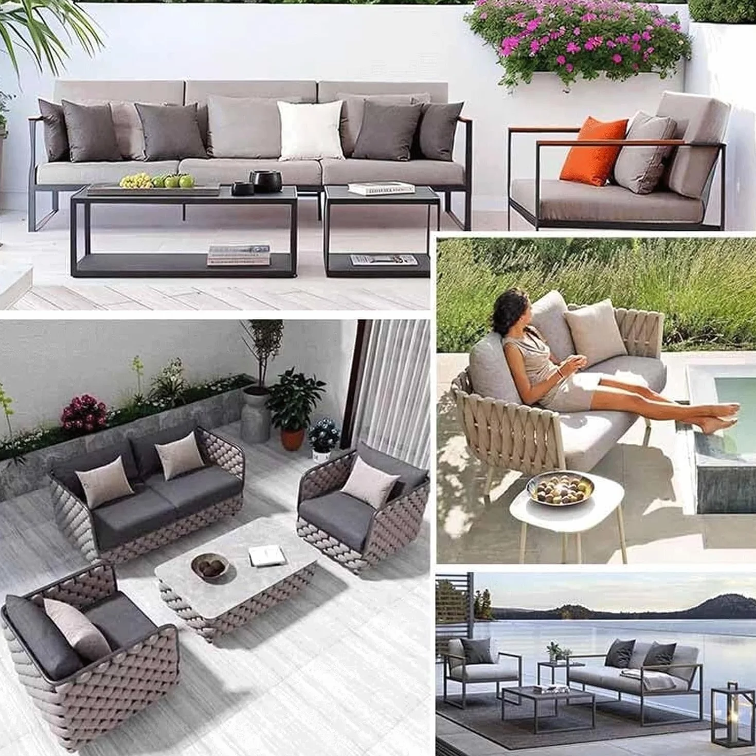 Funda de Cojín de Asiento Impermeable para Exterior 60x60cm 50x50cm para Muebles de Jardín Silla Sofá Patio Ratán