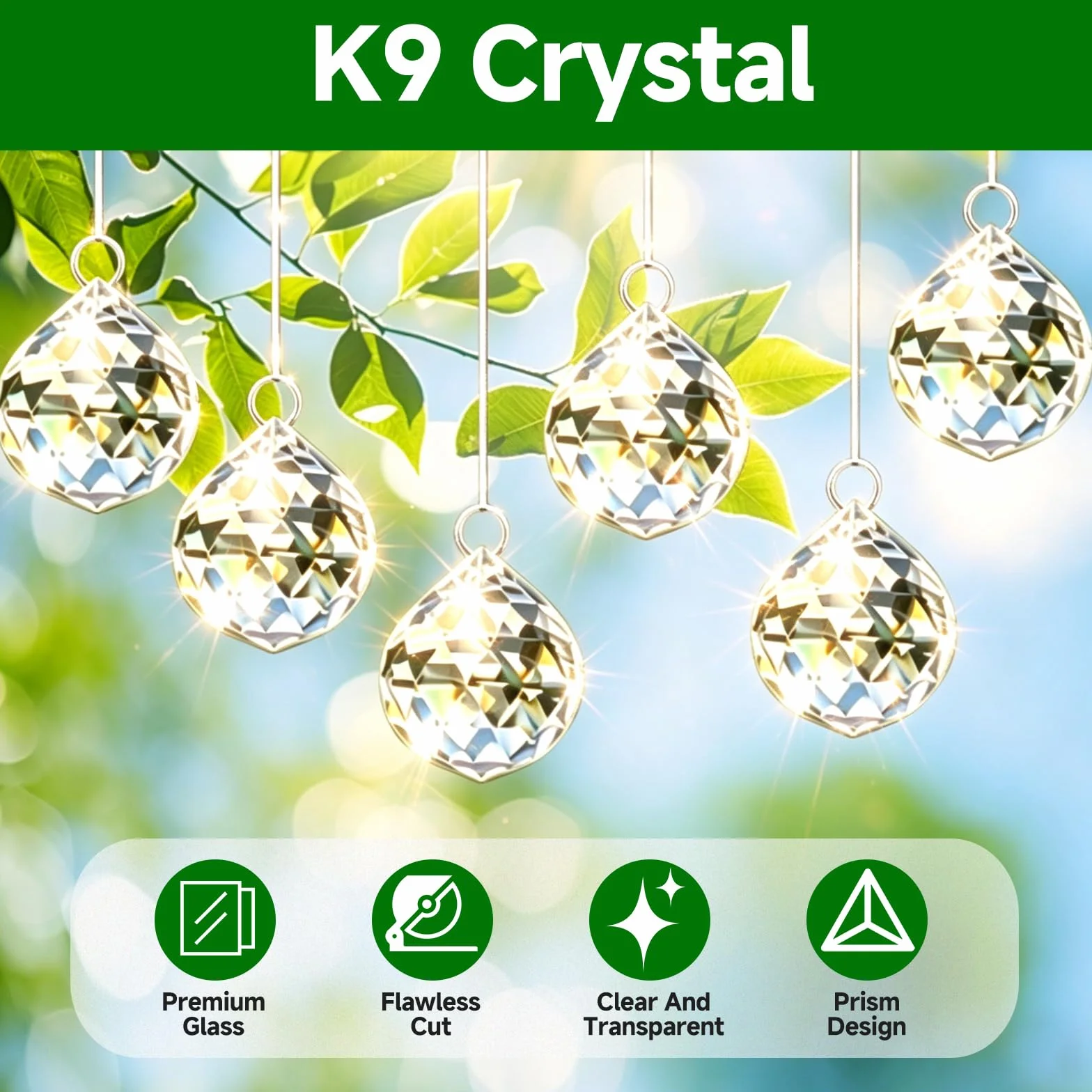 Atrapasol Cristal Prisma Bola Cristal 30 mm Colgar Vidrio Transparente Decoración Ventana Boda Jardín Hogar Lámpara DIY 10 Piezas
