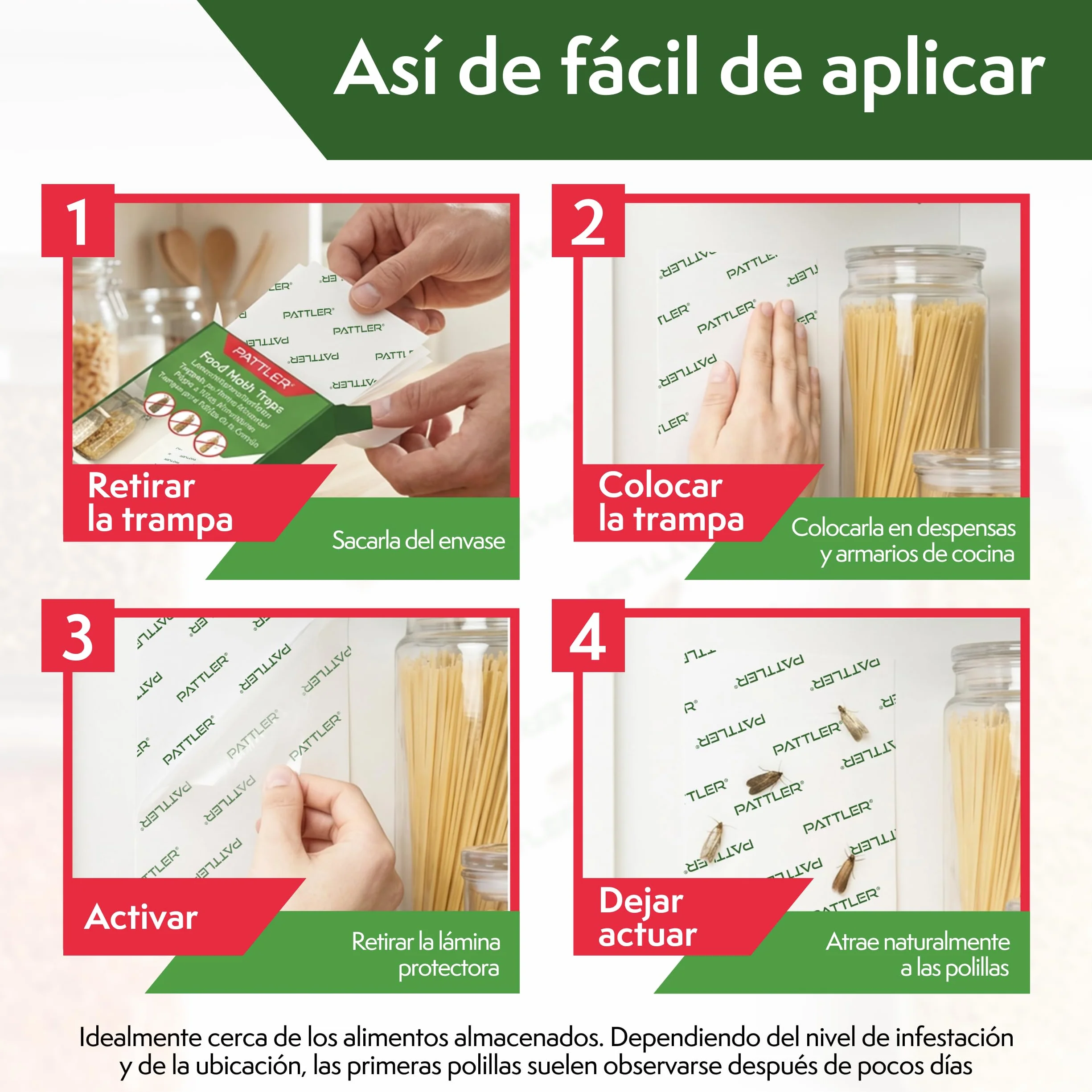 PATTLER Trampa polillas Alimentos 12 uds. Antipolillas Cocina despensa Captura polillas