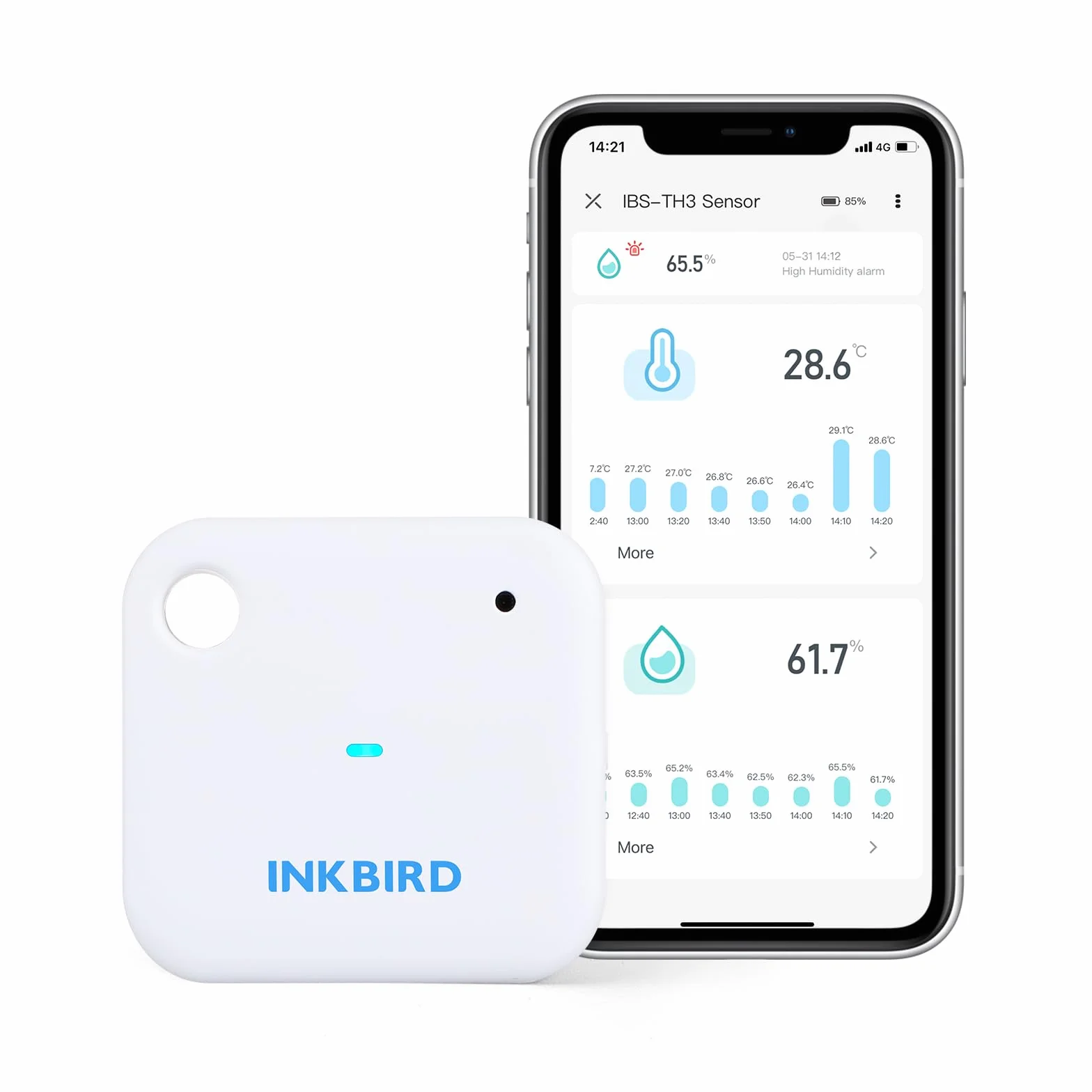 Inkbird Termómetro Higrómetro WiFi Sensor Temperatura Interior App Alerta Almacenamiento Datos Digital Invernadero Bodega Planta Mascota