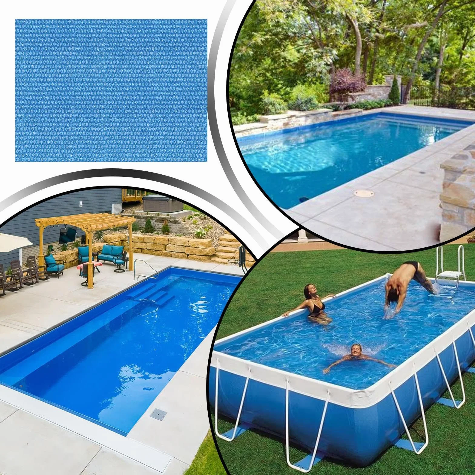 Cubierta de Piscina Solar Térmica Manta de Burbujas Aislamiento Polvo 2.2x1.5m